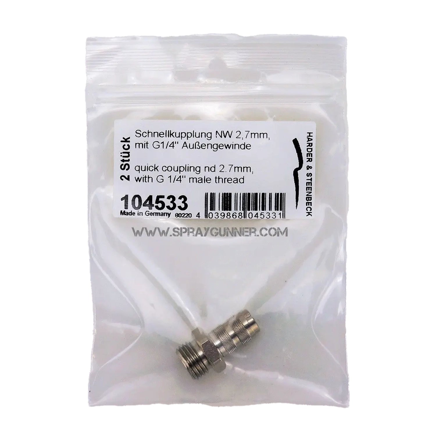 Harder & Steenbeck Quick Coupling nd 2.7mm with G 1/4" Male Thread - SprayGunner