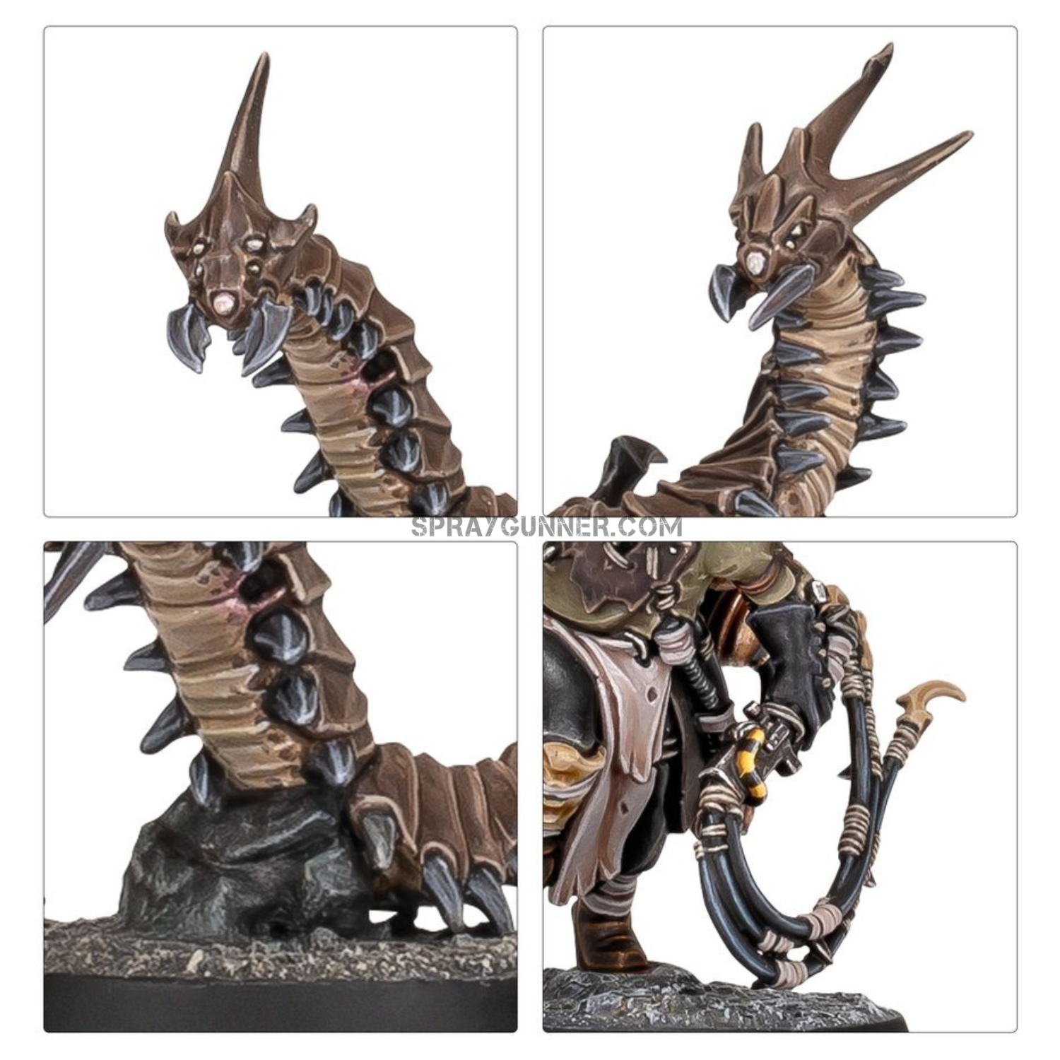 Warhammer 40k Necromunda: Arthromite Spinewyrms with Sha'dar Hunters scale model kit. For tabletop combat, it comes with intricate miniatures.