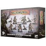 Warhammer 40k Necromunda: Sha'dar Hunters and Arthromite Spinewyrms scale model kit. Includes detailed miniatures for tabletop battles.