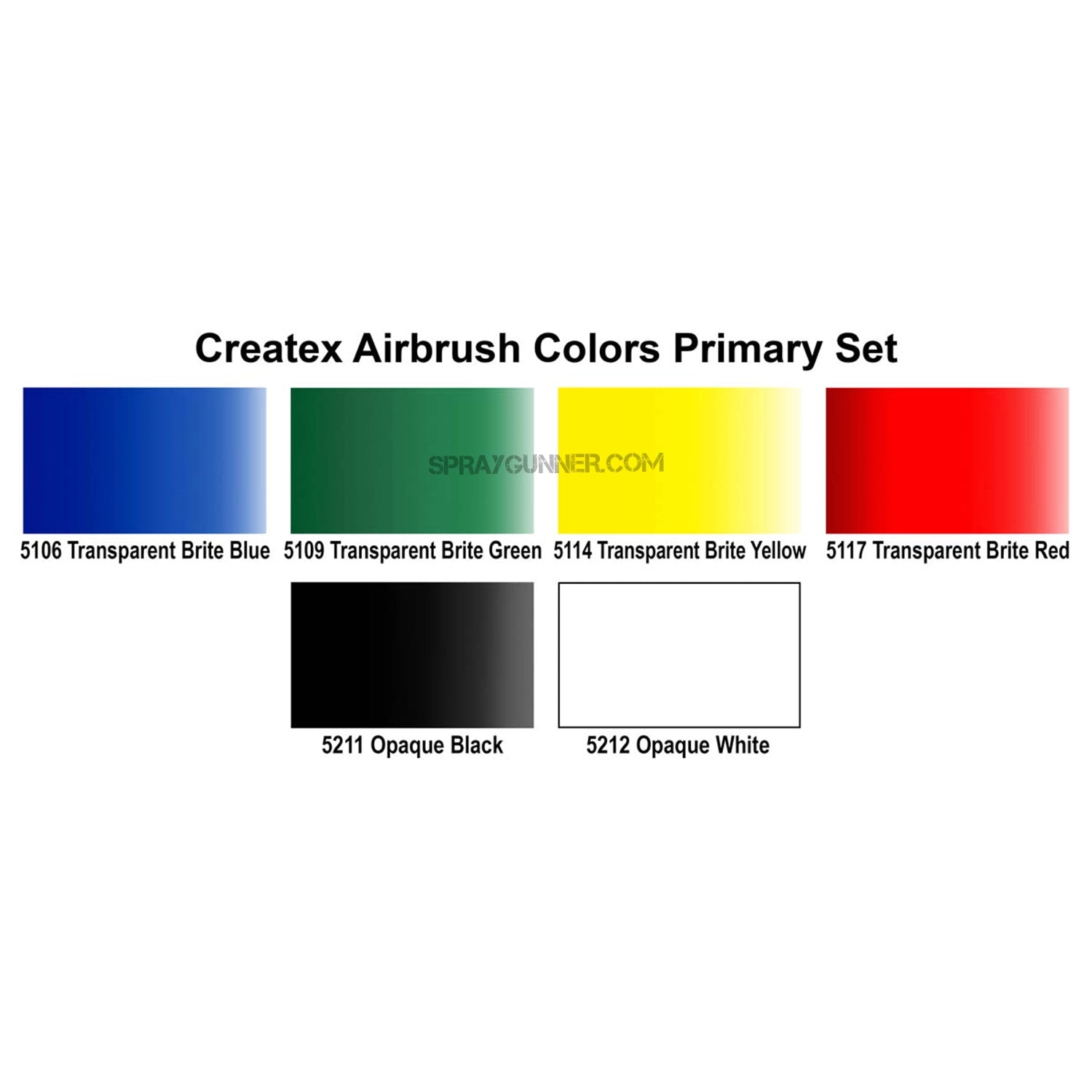 Primary Createx Airbrush Colors Set - SprayGunner