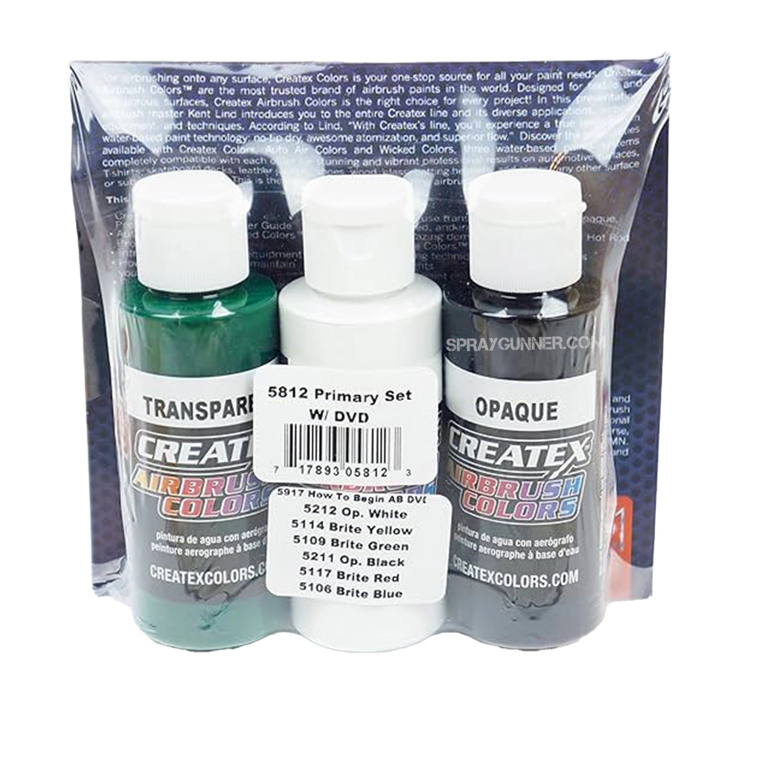 Primary Createx Airbrush Colors Set w/ DVD - SprayGunner