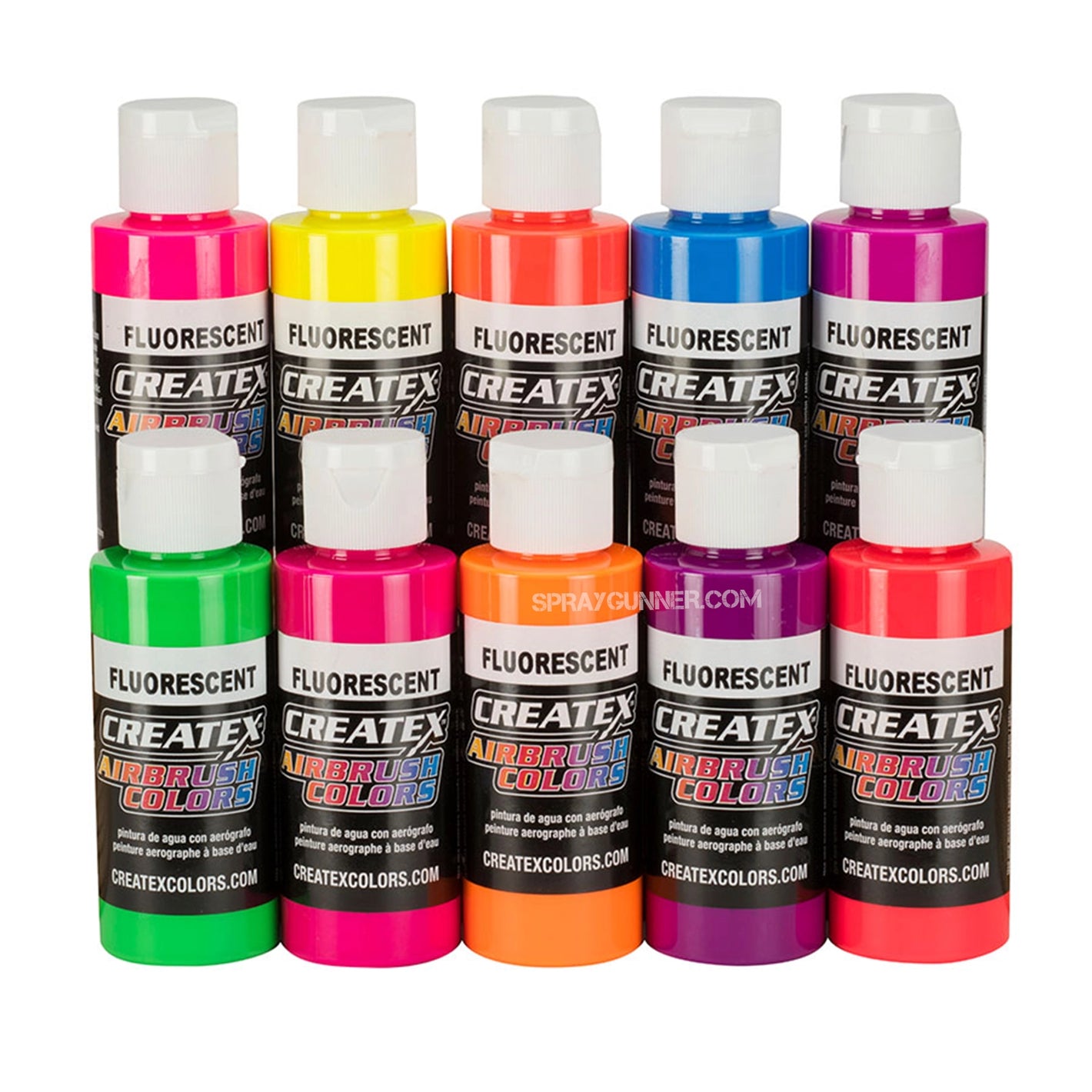 Createx Airbrush Colors Fluorescent set 10 pcs - SprayGunner
