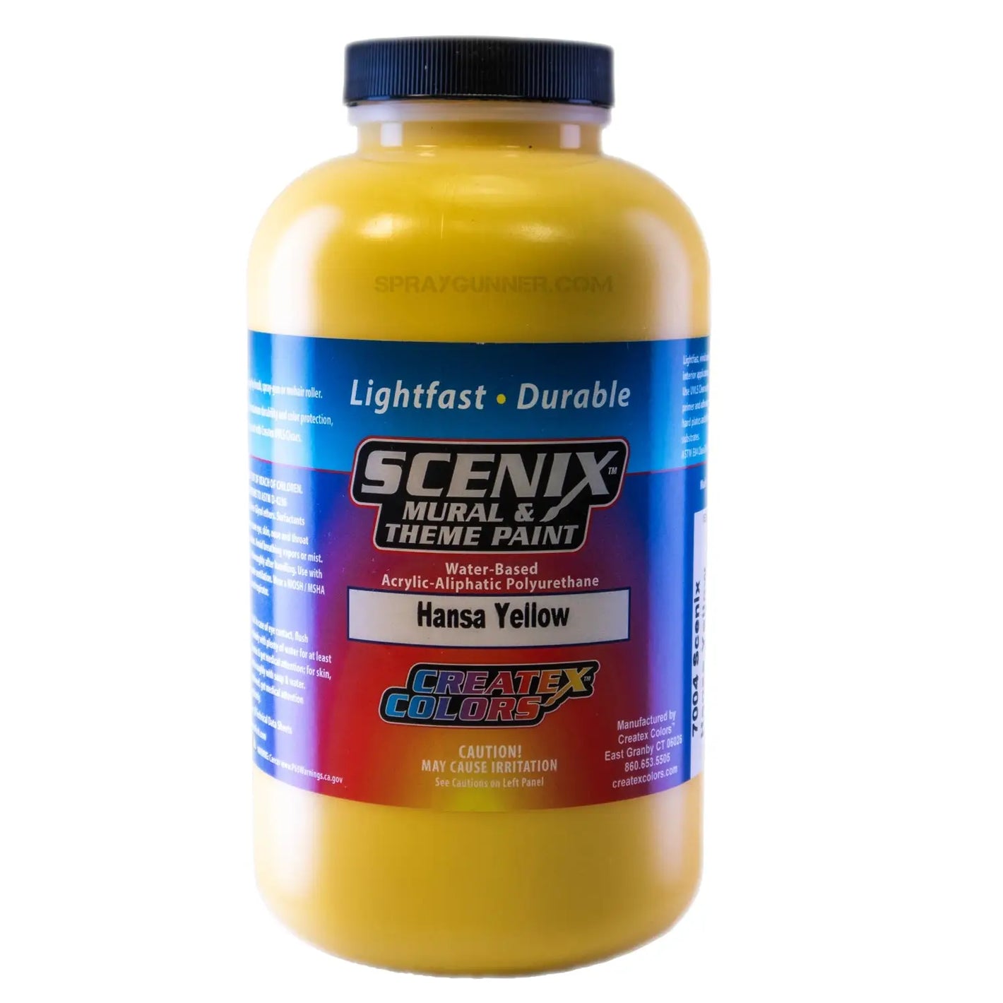 Scenix Mural Paint - Hansa Yellow 32 oz bottle with durable, vibrant water-based acrylic-aliphatic polyurethane formula for professional airbrush use.