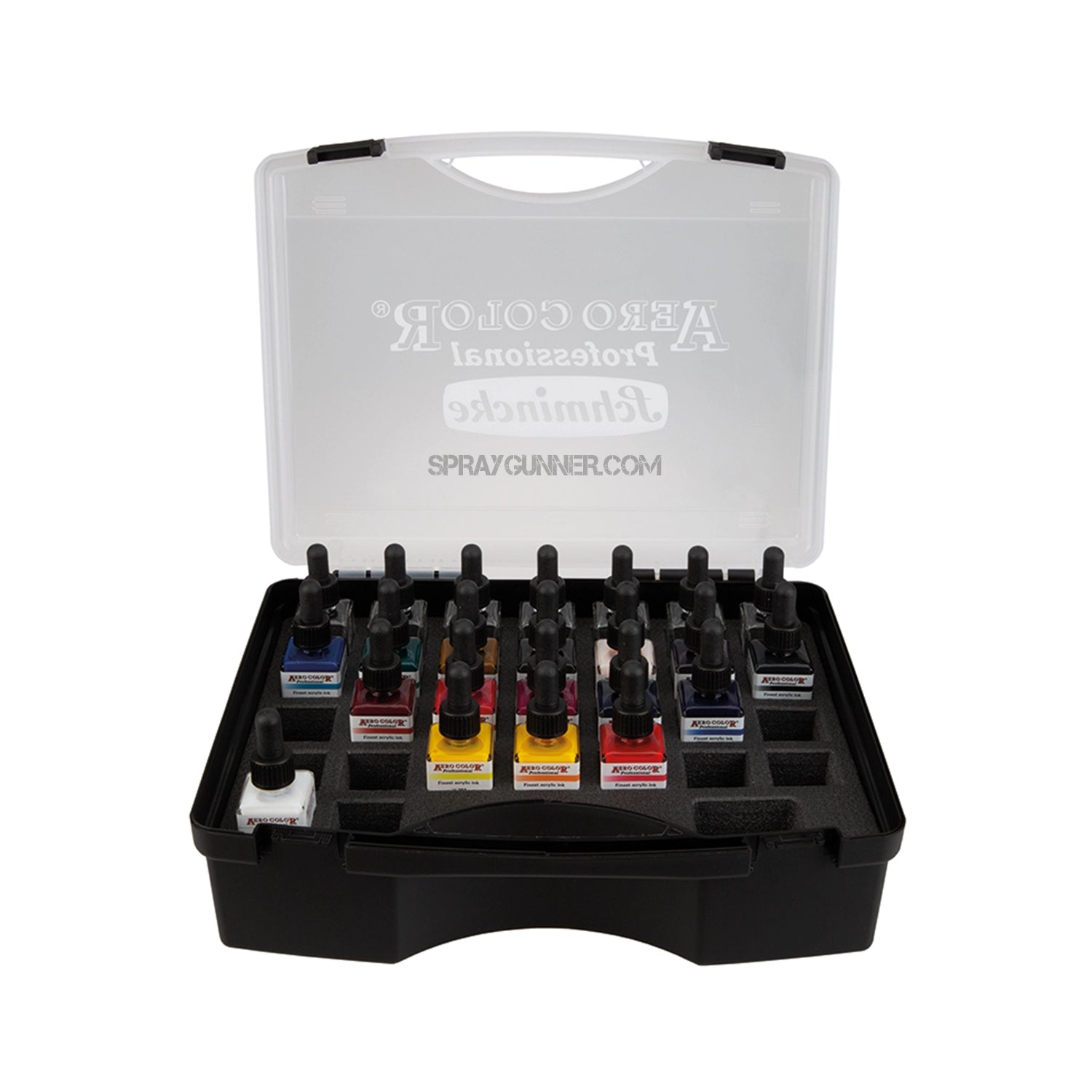 Schmincke AERO COLOR Professional Acrylic Ink: Plastic case, 16 x 28 Paint Set - SprayGunner
