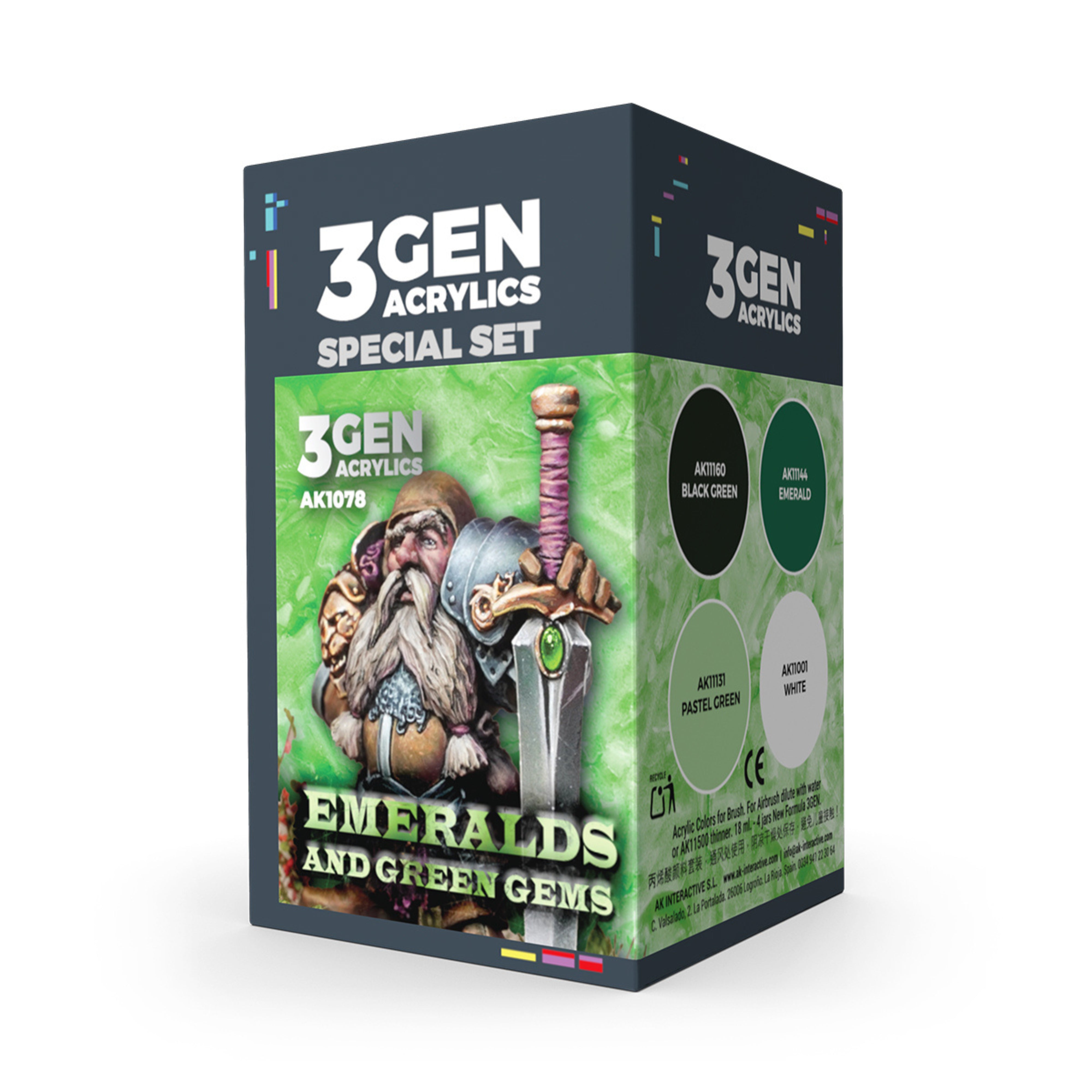 スキンクリーエーター　セット AK Interactive AK1078 Emeralds & Green Gems Paint Set