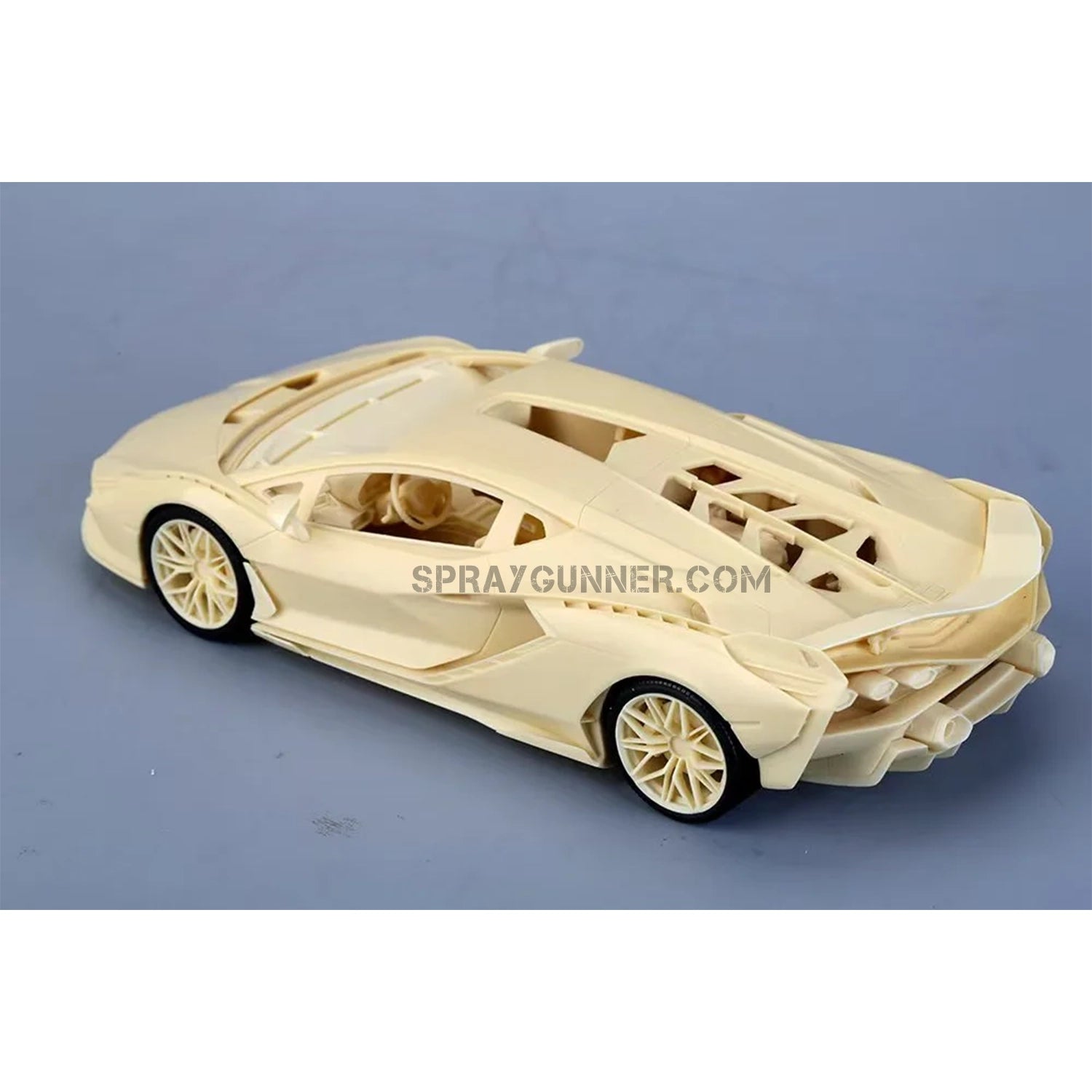 Lamborghini Sián ALPHA MODEL 1/24 Scale Model Car Kit: a well detailed model of the high-end sports vehicle with views of its open and closed doors.