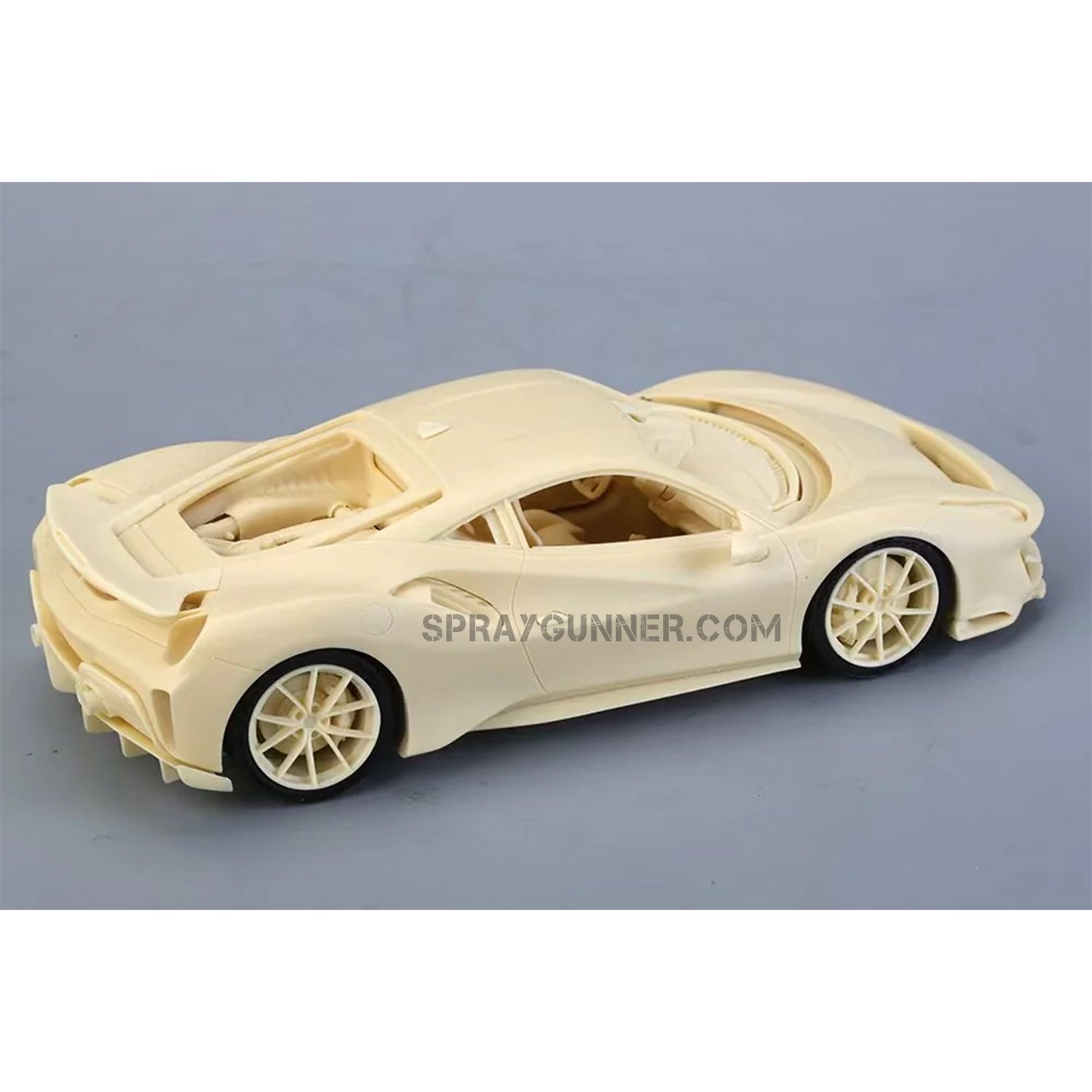 ALPHA MODEL 1/24 scale model car kit of Ferrari 488 Pista in unassembled resin form. Perfect for hobbyists and collectors seeking precision detail.