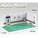 ALPHA MODEL 1/24 Model scene AM04-0001, a realistic scale model display setting for 1/24 car models. Features detailed walls and flooring, ideal for collectors.