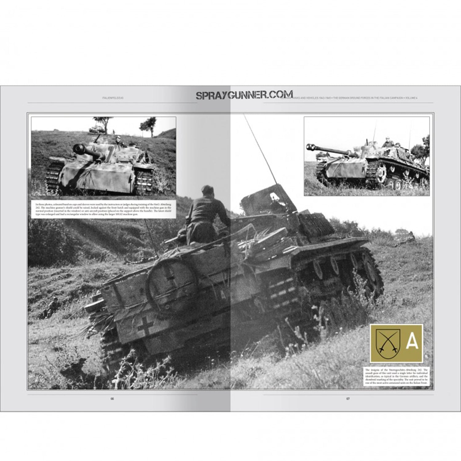 MIG Publications' ITALIENFELDZUG book AMMO discusses German tanks and vehicles used in the 1943–1945 Italian war. It incorporates historical perspectives and modeling methods.