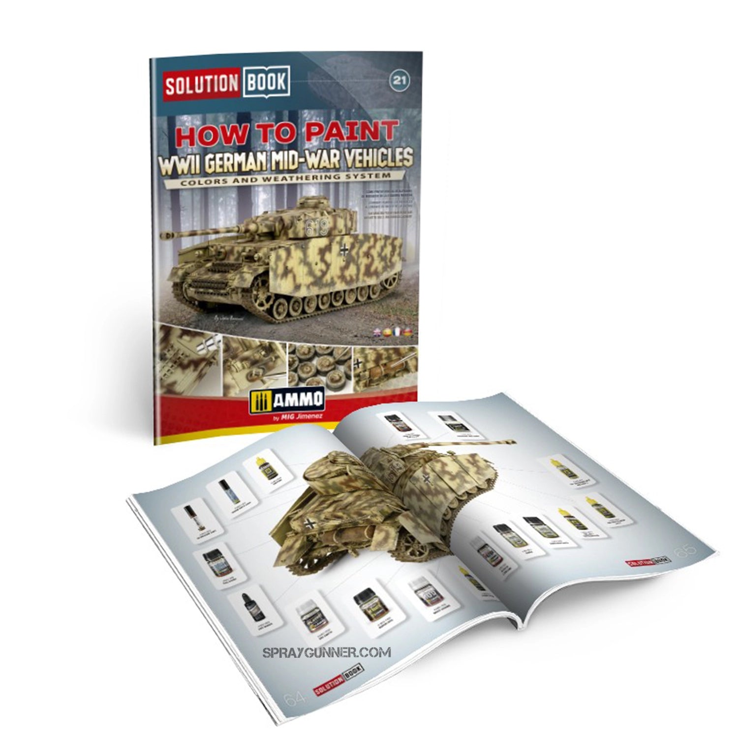 AMMO by MIG How to Paint WWII German Mid-War Vehicles SOLUTION BOOK 21 (Multilingual Book) - SprayGunner