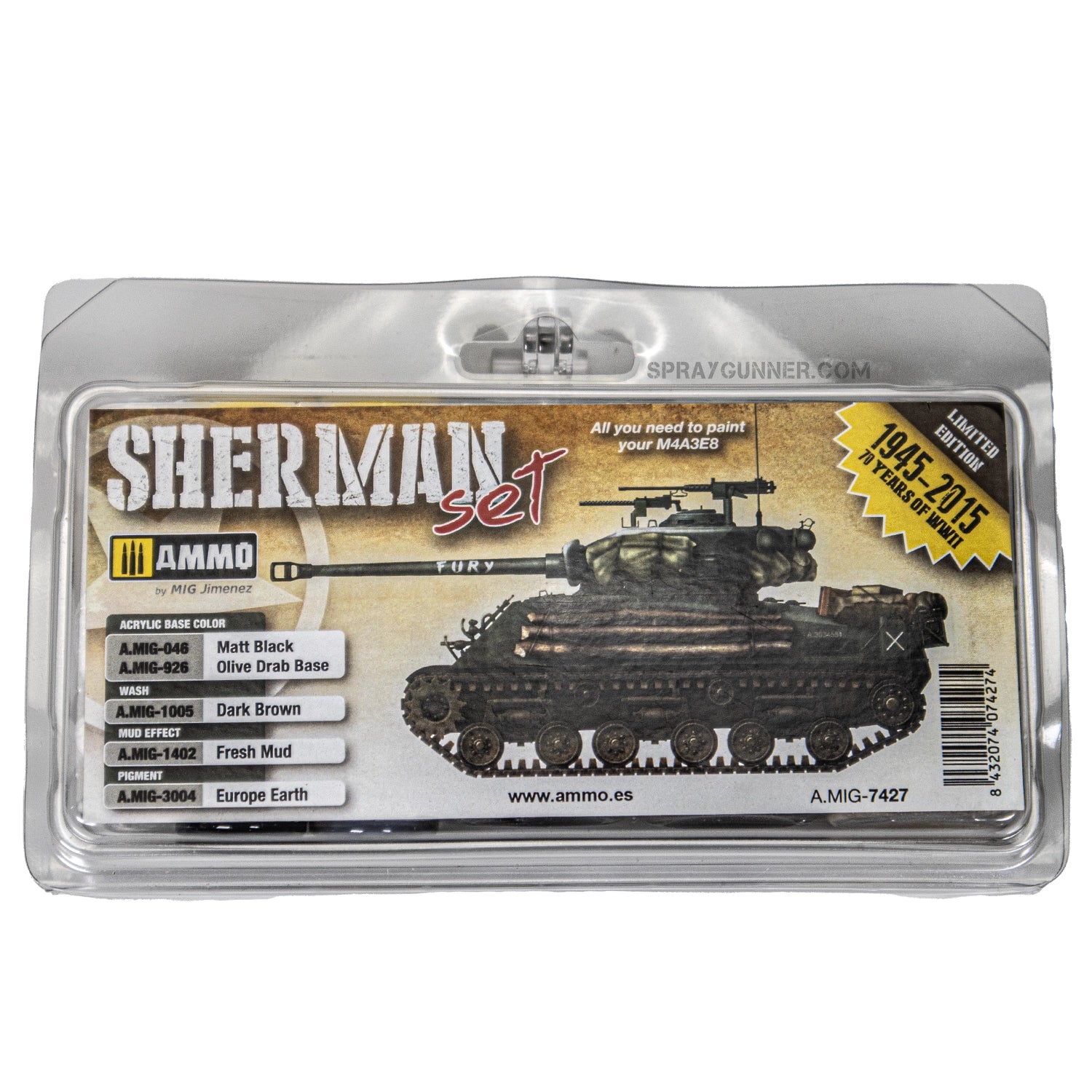 AMMO by MIG Weathering Starter Sets Fury Sherman Set with ATOM - SprayGunner