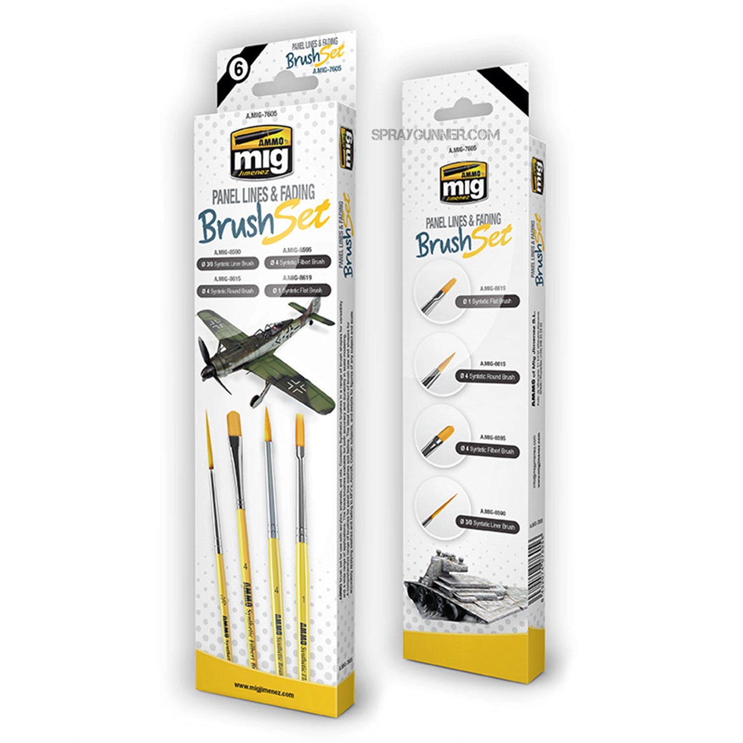 AMMO by MIG Brush Sets - Panel Lines and Fading Brush Set - SprayGunner
