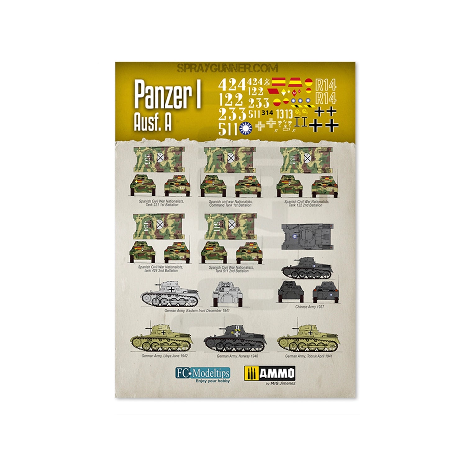 AMMO by MIG Decal Sheets - Panzer I AUSF. A. Decals 1/16 - SprayGunner