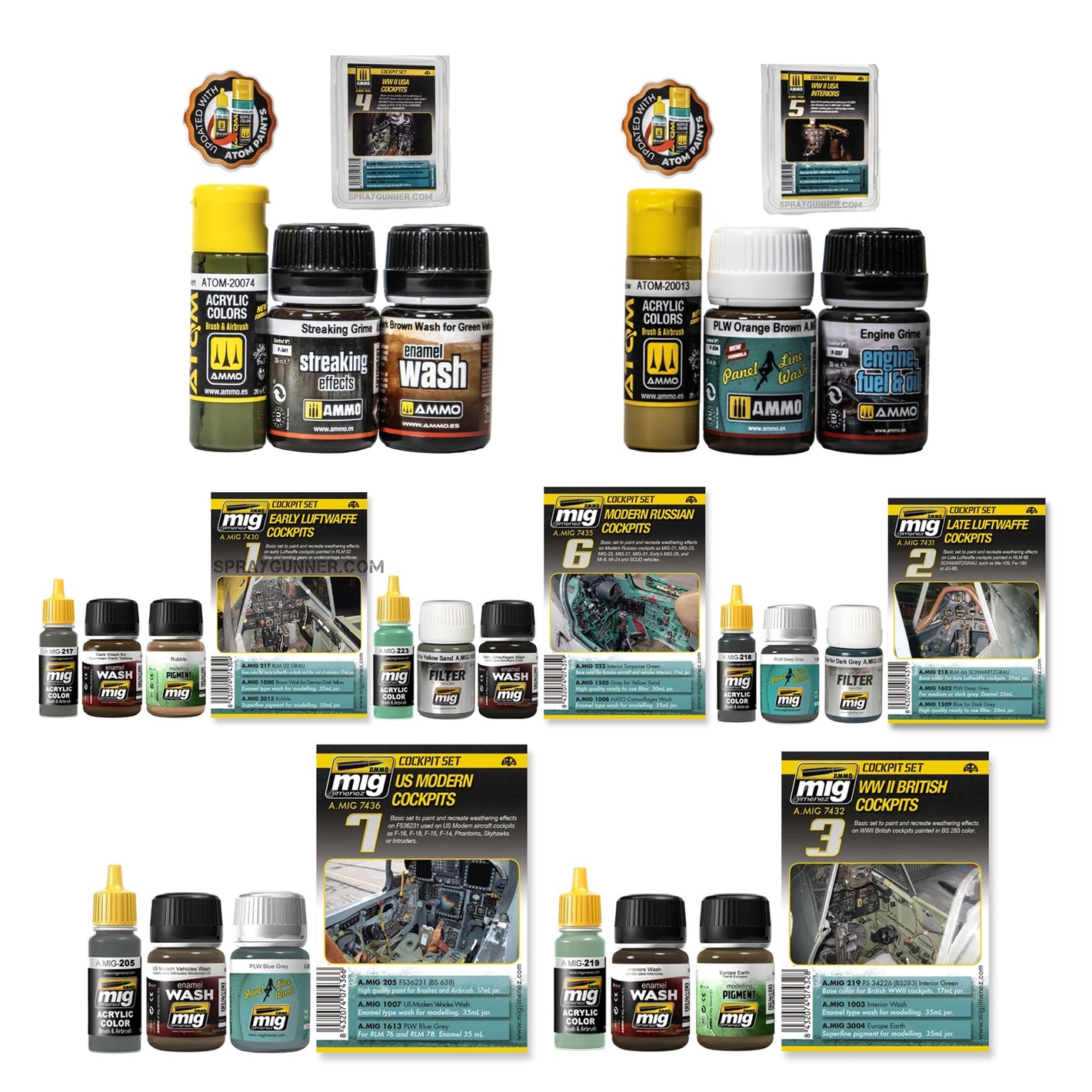 AMMO by MIG World War Plane Cockpit Paint and Weathering Set