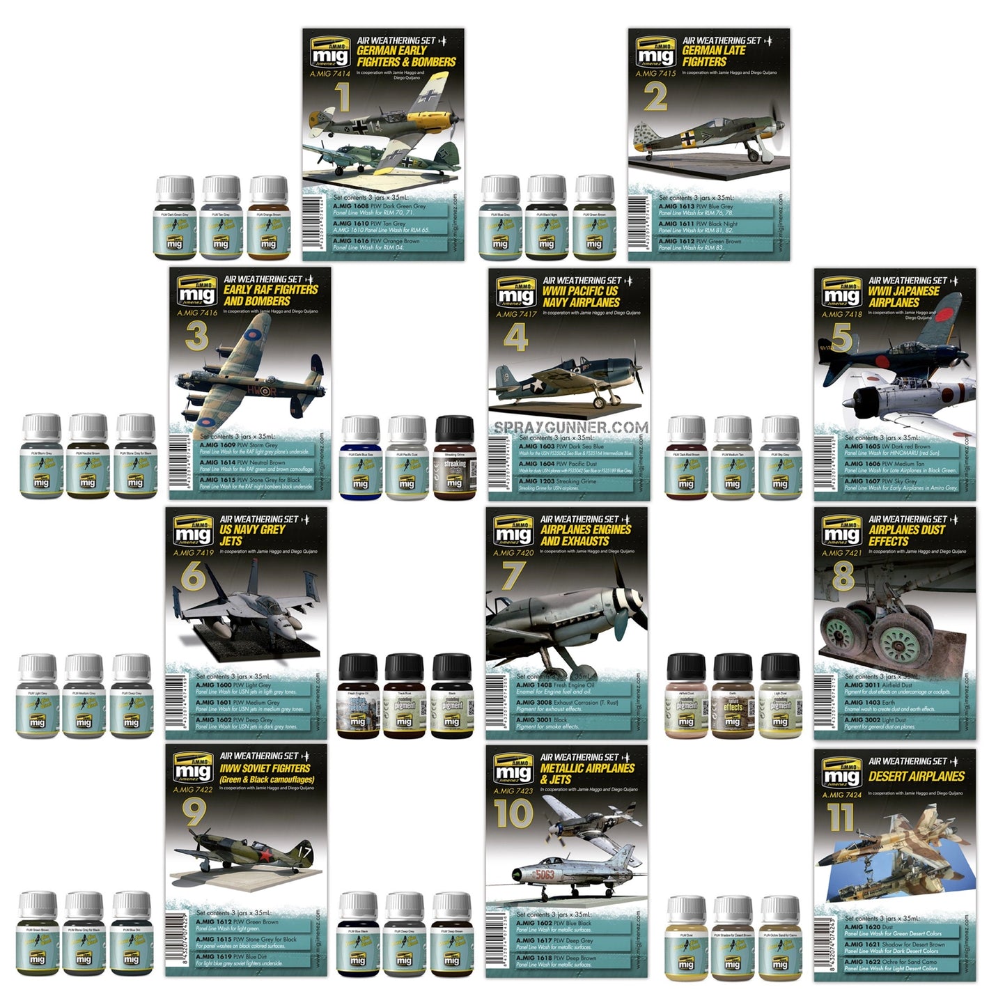 AMMO by MIG World War Plane Weathering Color Set