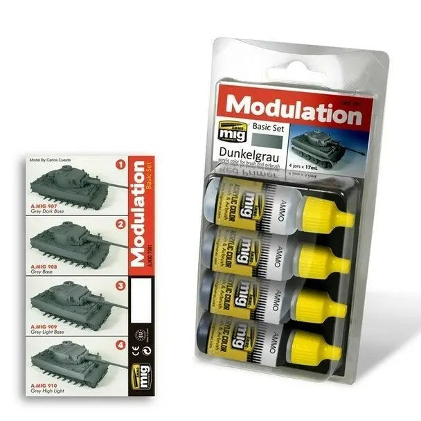 AMMO by MIG Acrylic Modulation Sets - DUNKELGRAU MODULATION SET - SprayGunner