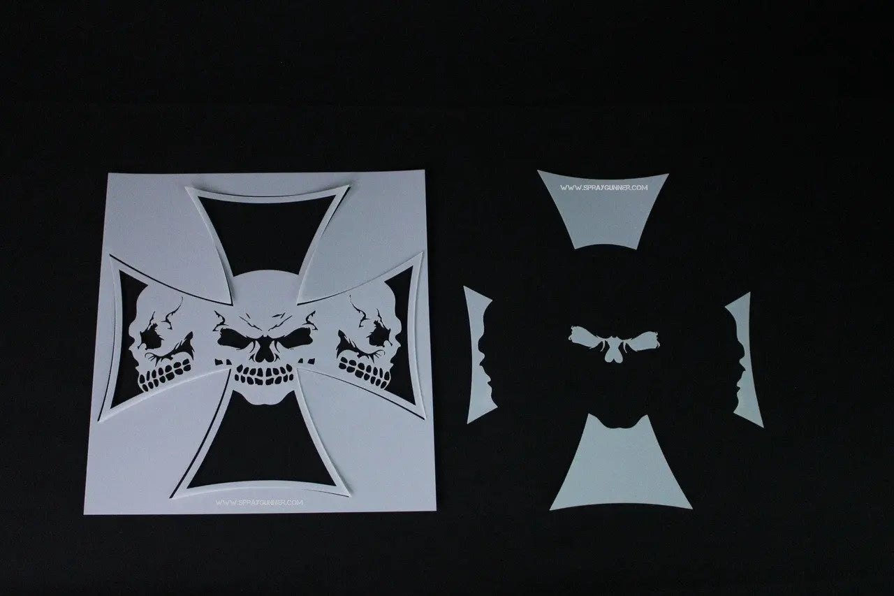 Air Shot Stencil: Iron Cross Skull - SprayGunner