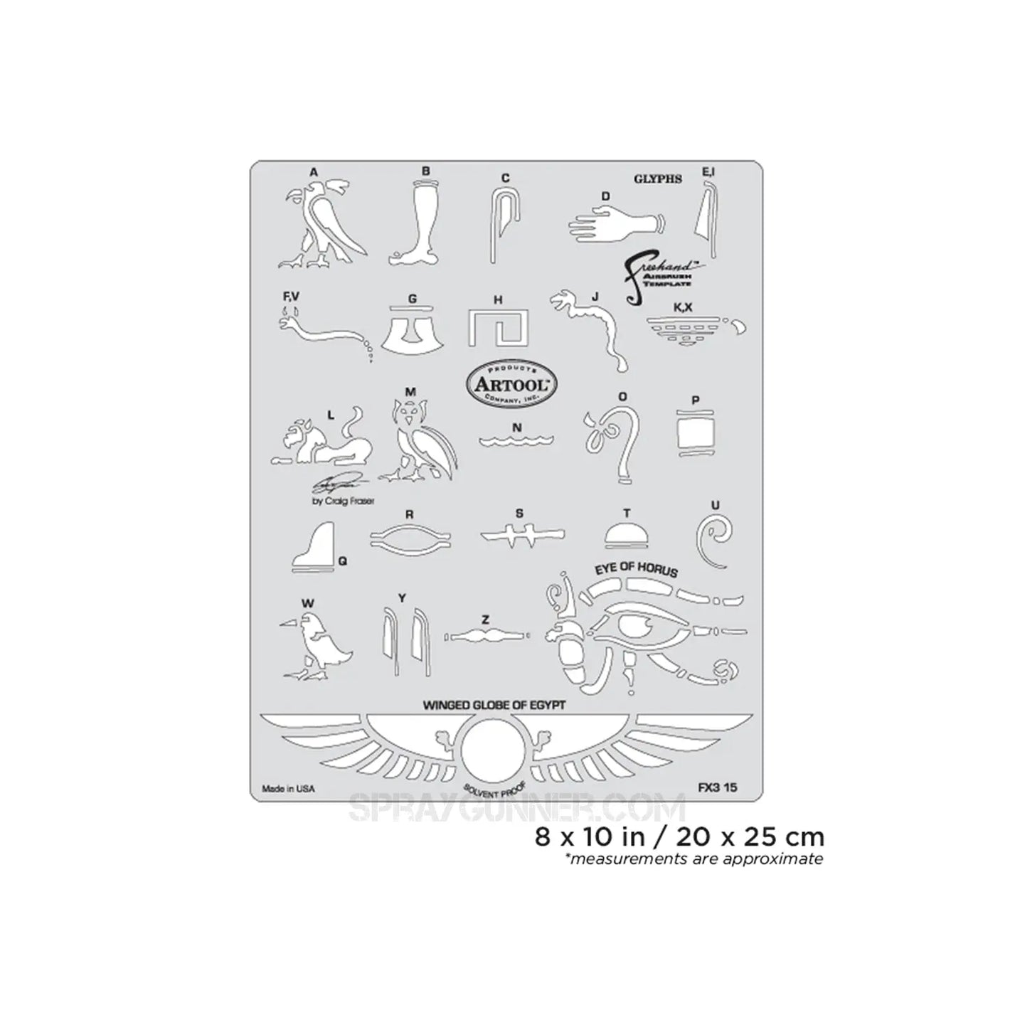 Artool FX3 Glyphs Freehand Airbrush Template by Craig Fraser Artool