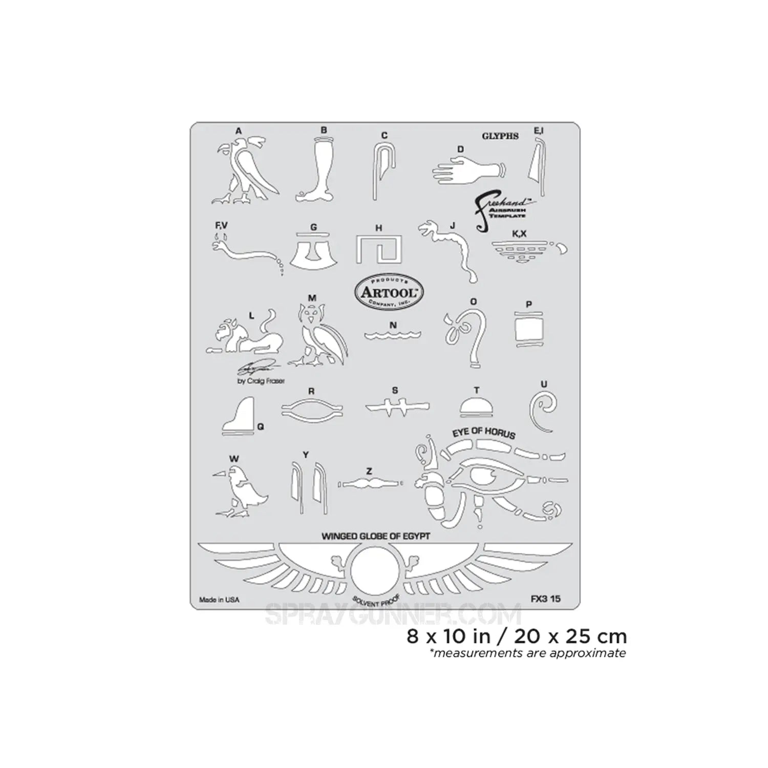 Artool FX3 Glyphs Freehand Airbrush Template by Craig Fraser Artool