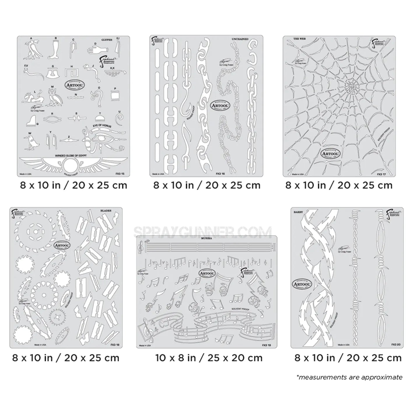 Artool FX4 Set Freehand Airbrush Template by Craig Fraser Artool