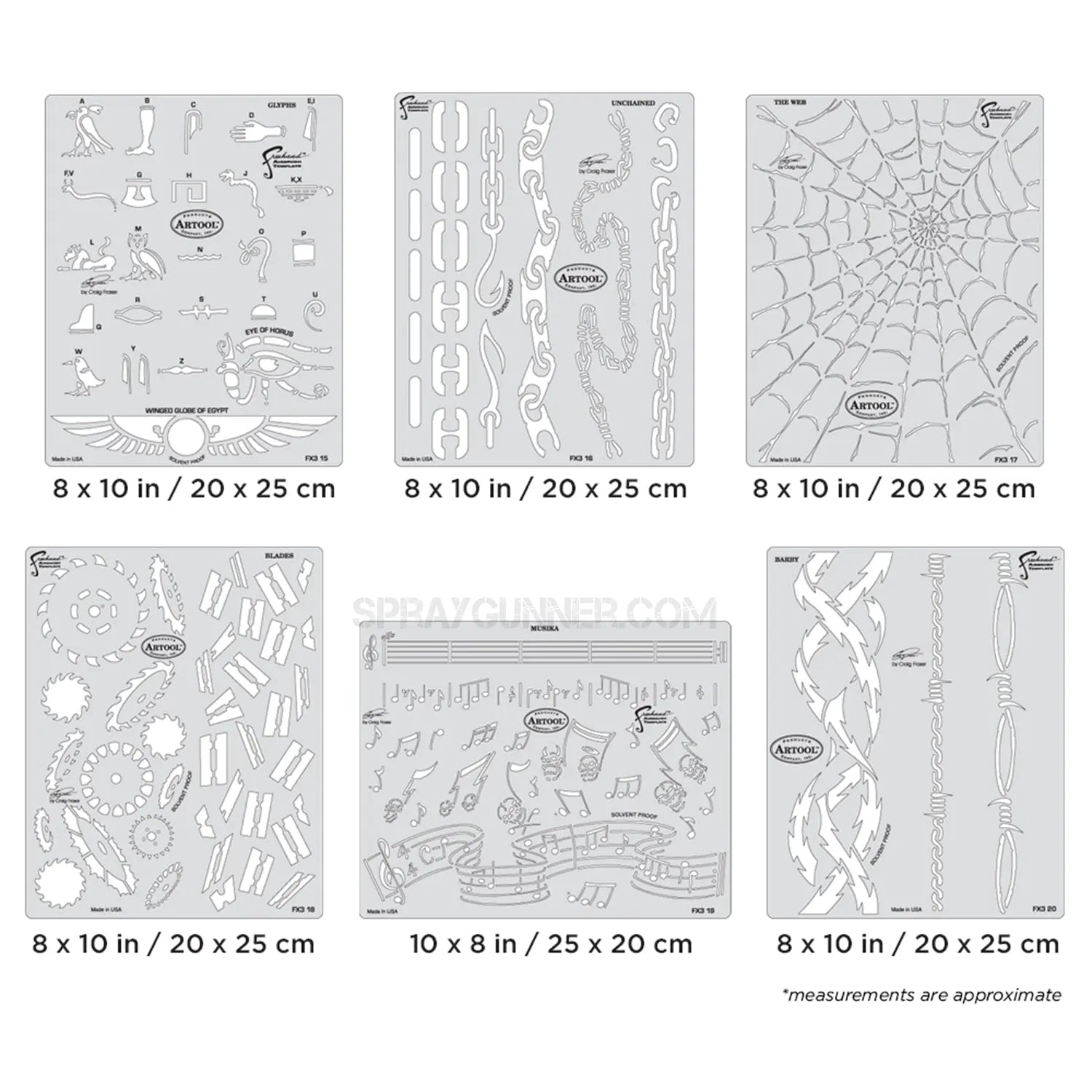 Artool FX4 Set Freehand Airbrush Template by Craig Fraser Artool