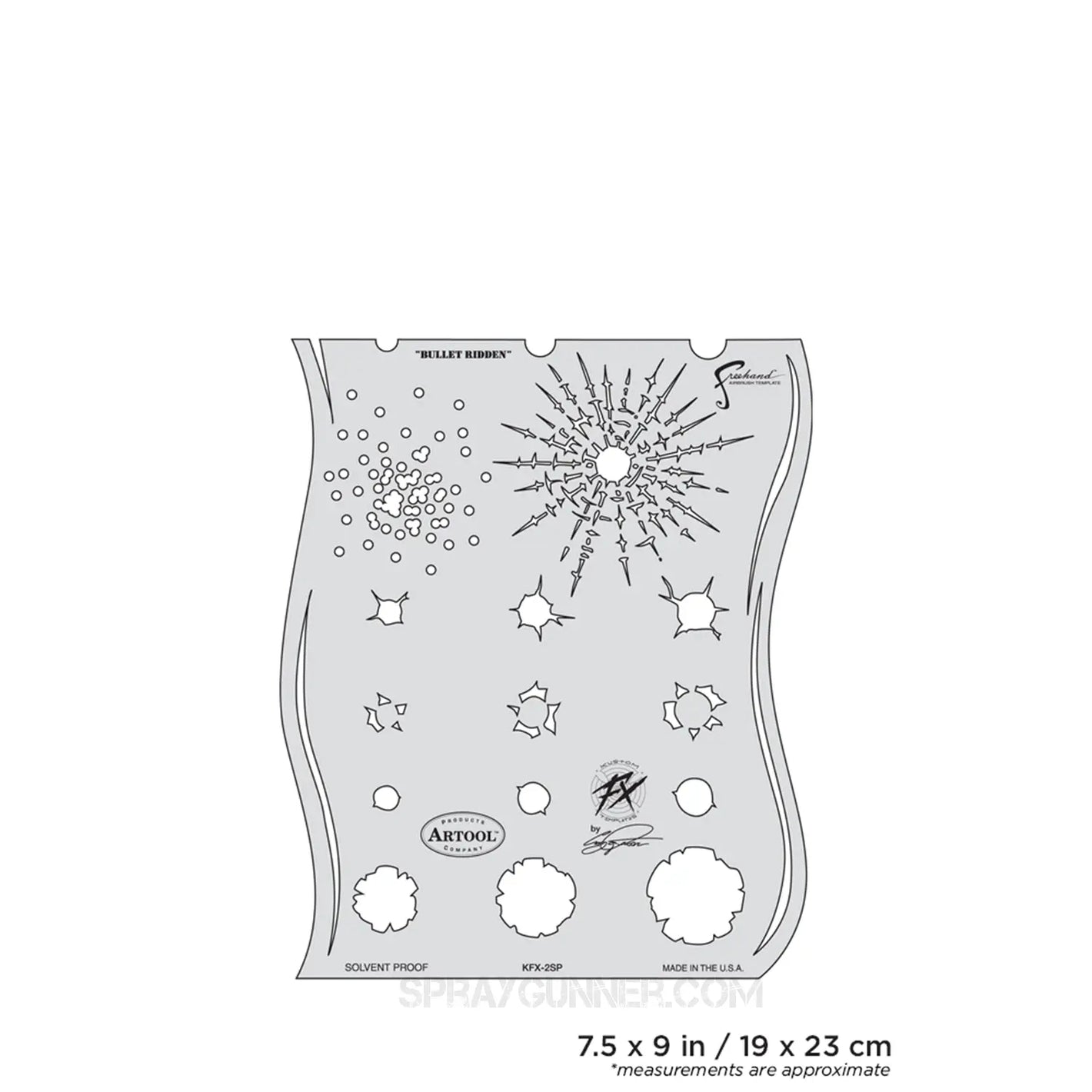 Artool Kustom FX Bullet-Ridden Freehand Airbrush Template by Craig Fraser Artool