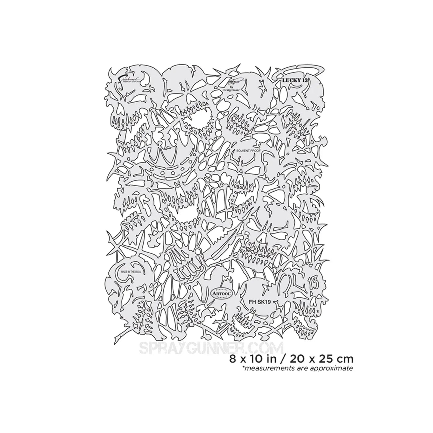 Artool Return of Skullmaster Lucky 13 Freehand Airbrush Template by Craig Fraser Artool