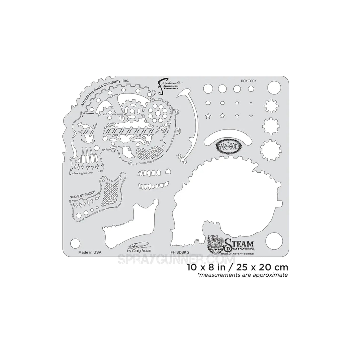 Artool Steam Driven Tick Tock Freehand Airbrush Template by Craig Fraser Artool