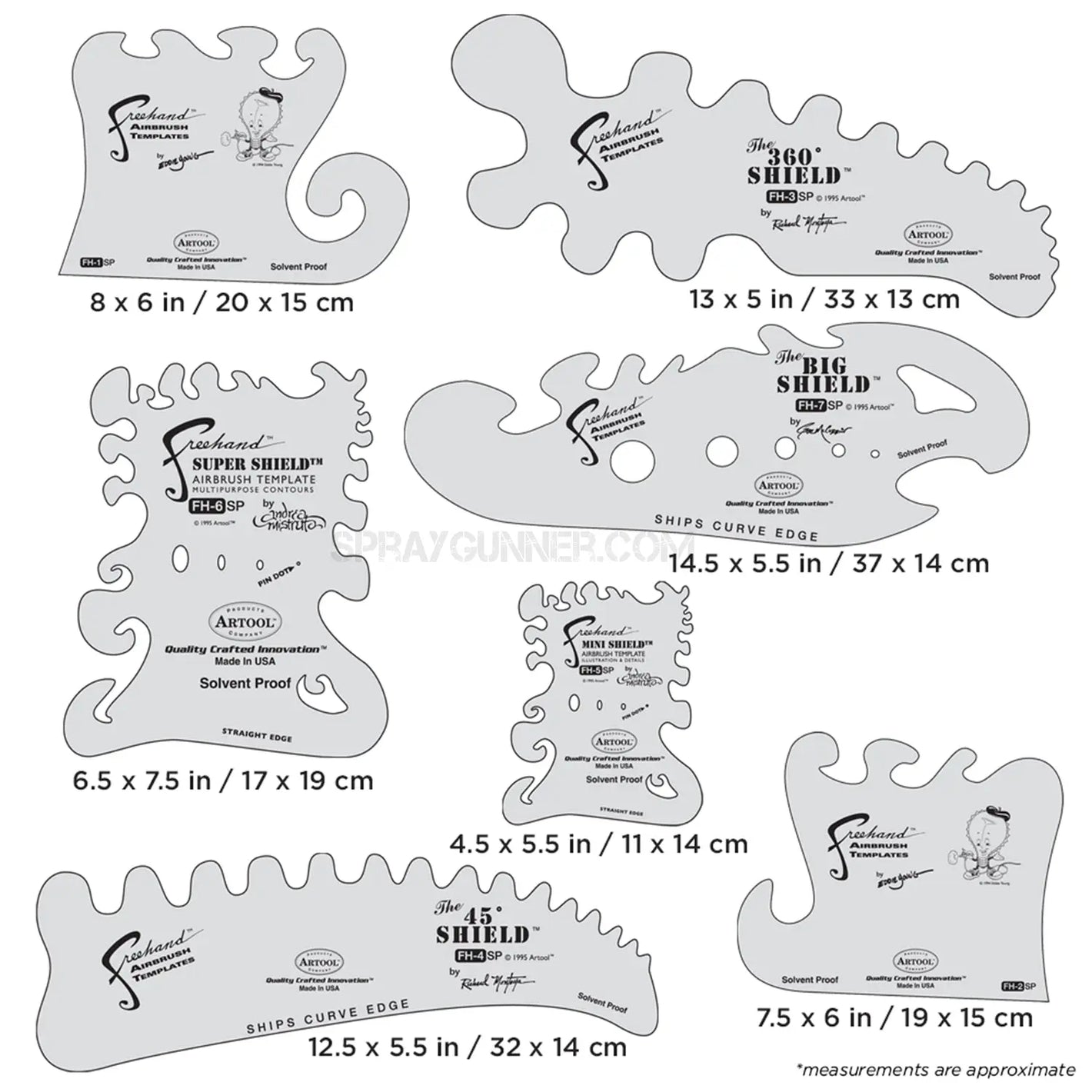 Artool The Essential Seven Set Freehand Airbrush Template Artool