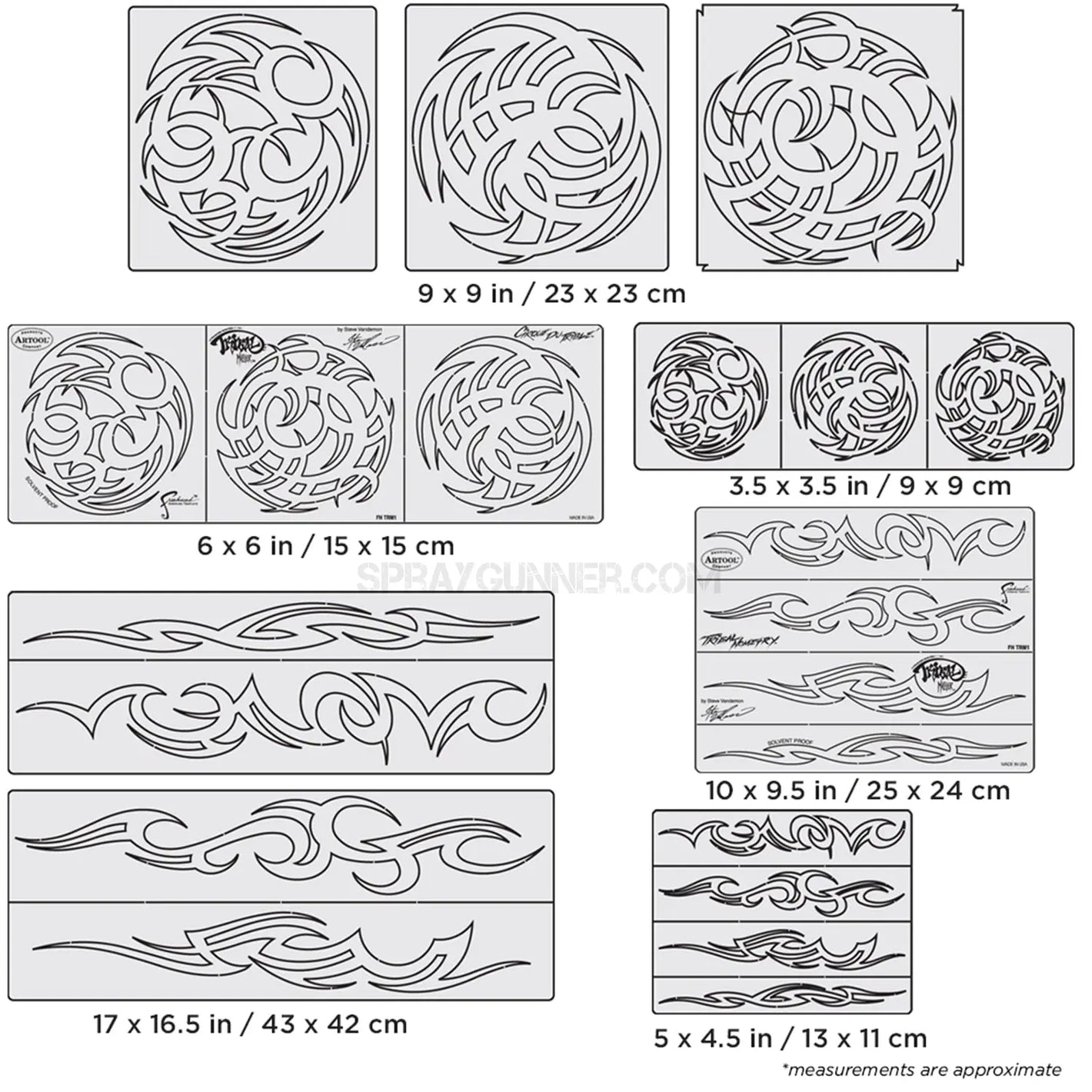 Artool Tribal Master Freehand Airbrush Template Set by Steve Vandemon Artool
