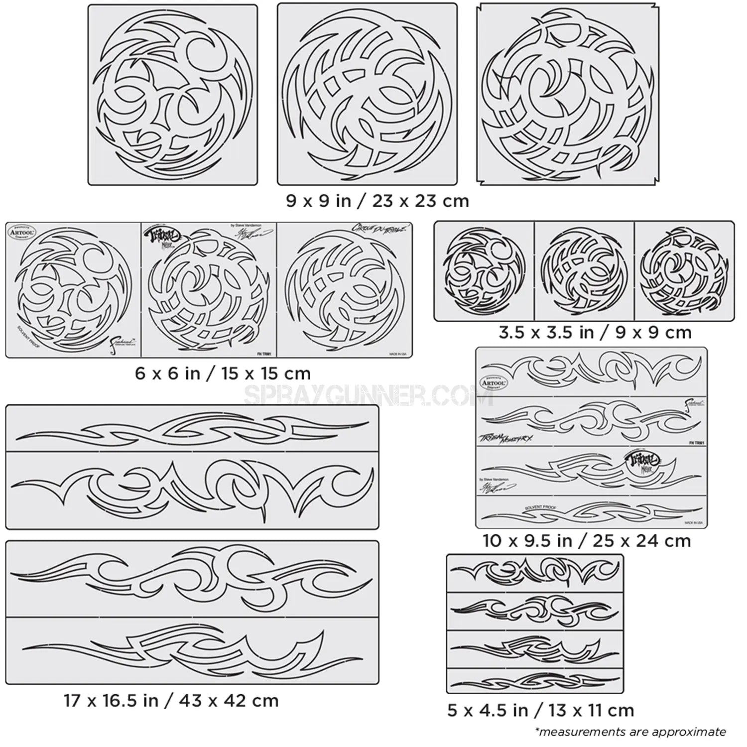 Artool Tribal Master Freehand Airbrush Template Set by Steve Vandemon Artool