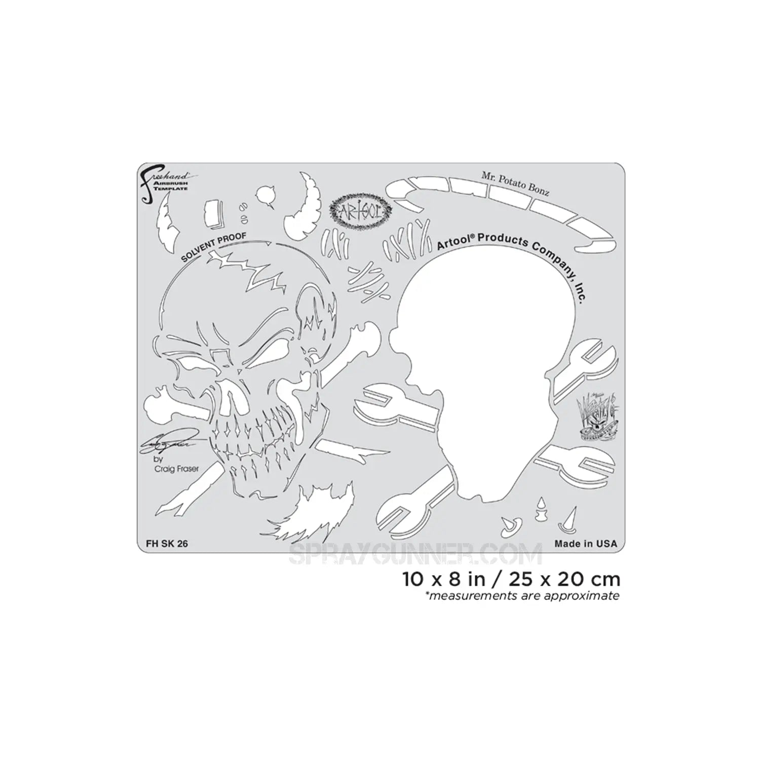 Artool Wrath of Skullmaster Mr. Potato Bonz Freehand Airbrush Template by Craig Fraser Artool