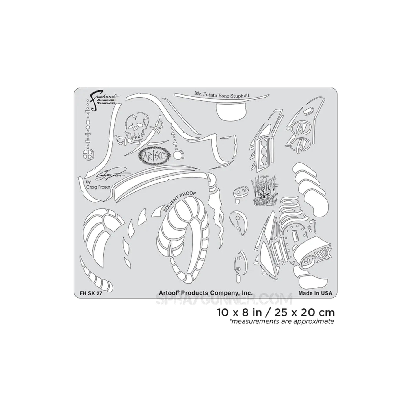 Artool Wrath of Skullmaster Mr. Potato Bonz Stuph #1 Freehand Airbrush Template by Craig Fraser Artool