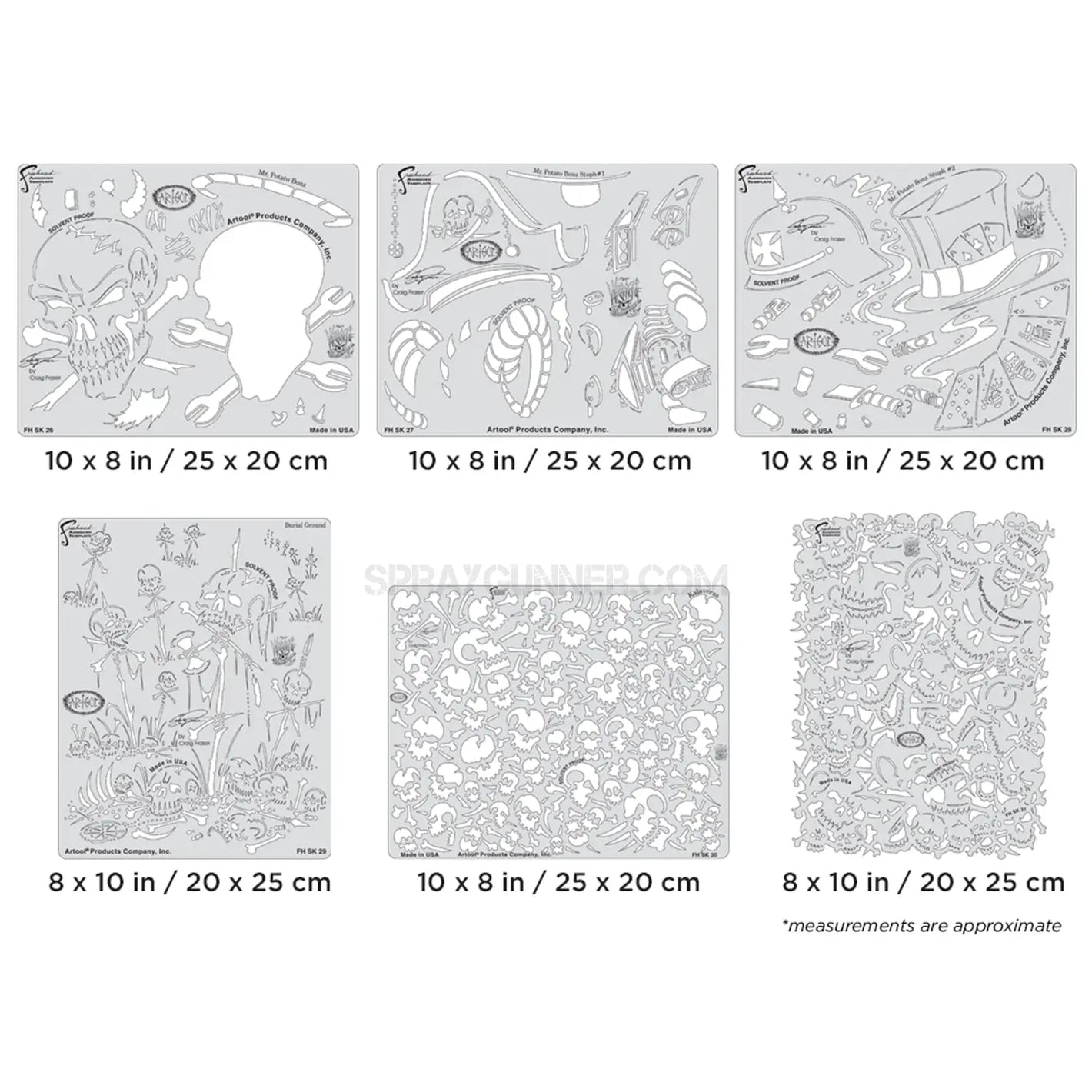 Artool Wrath of Skullmaster Set Freehand Airbrush Template by Craig Fraser Artool