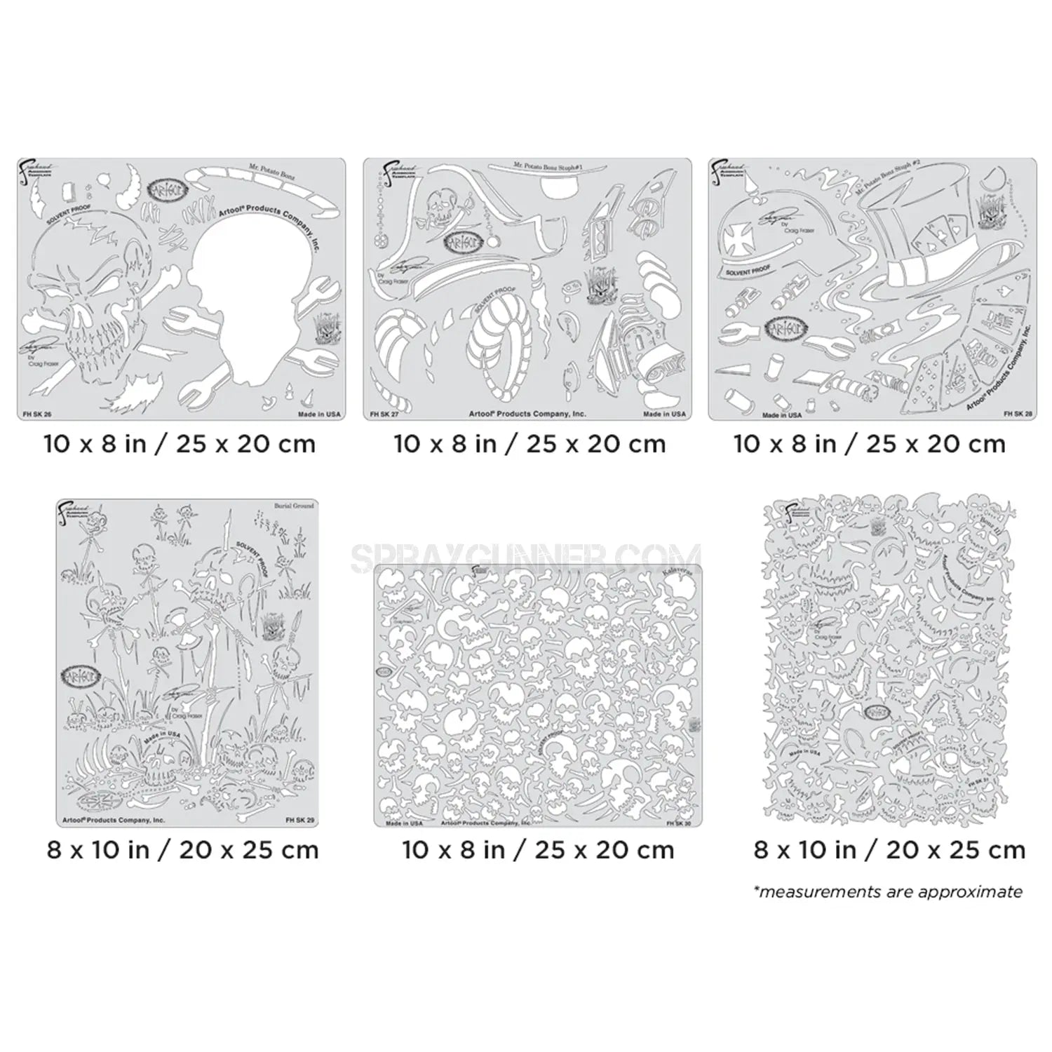 Artool Wrath of Skullmaster Set Freehand Airbrush Template by Craig Fraser Artool