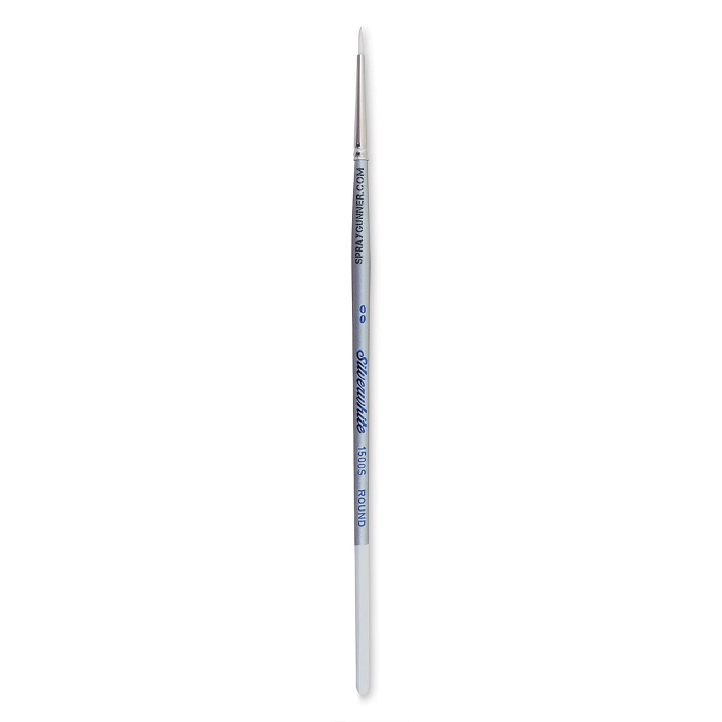Synthetic Silver-White Round Brush with Short Handle, Size 2/0