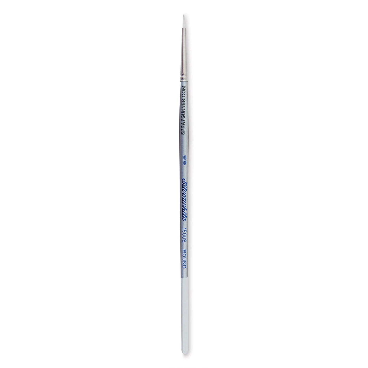 Synthetic Silver-White Round Brush with Short Handle, Size 2/0