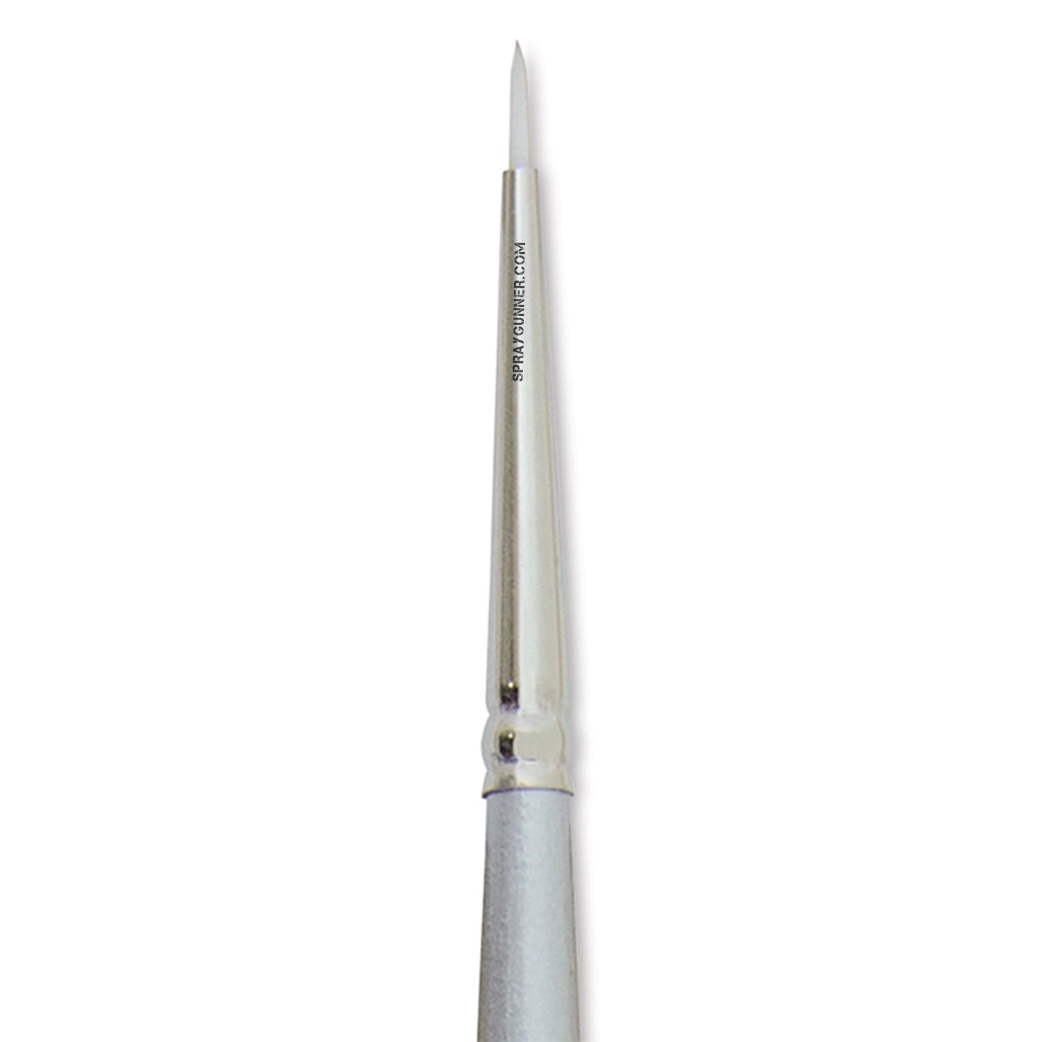 Silver White Synthetic Round Brush with Short Handle, Size 5/0