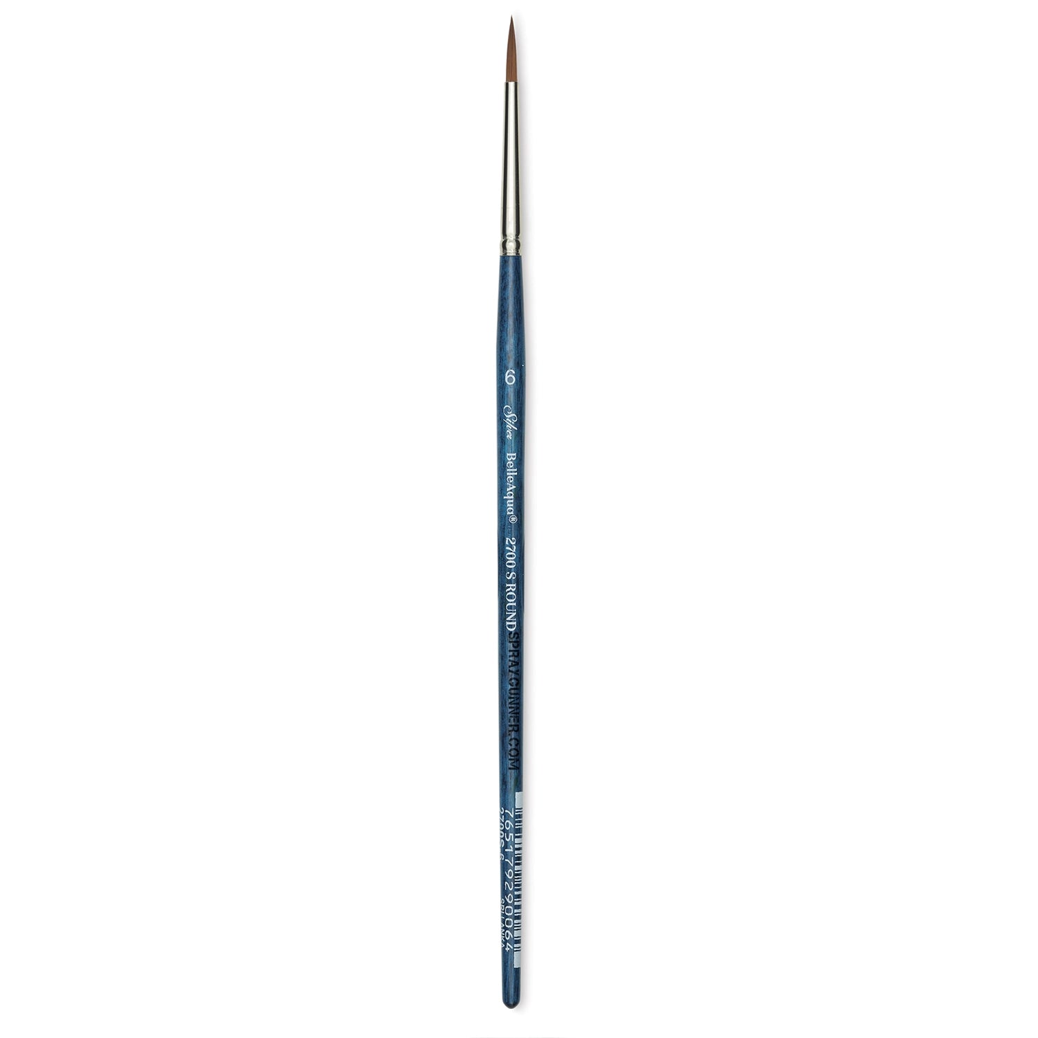 Silver Brush BelleAqua Round Short Handle Brush Size 6 with a sleek blue handle and fine bristles for precise painting. Available at SprayGunner.