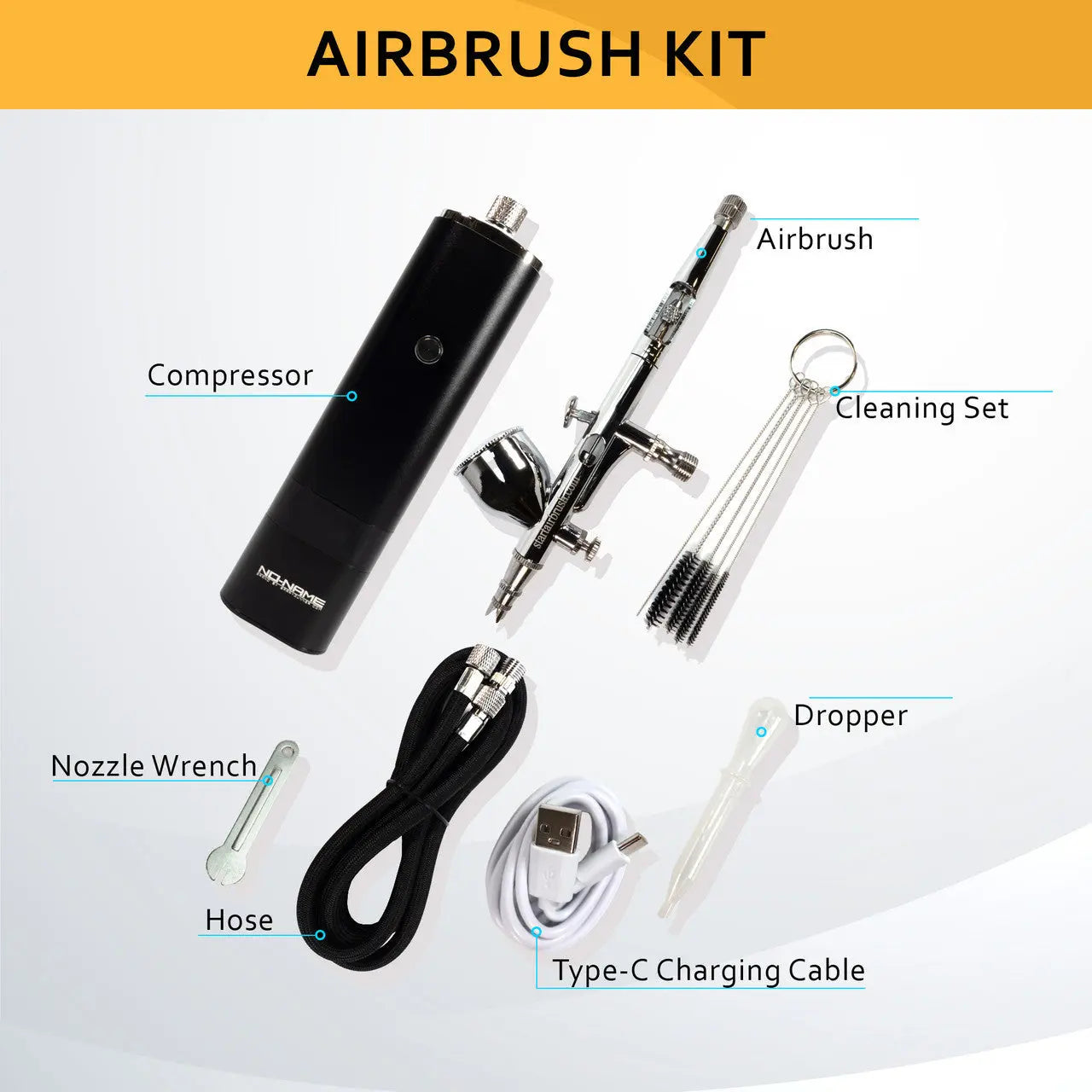Beginner Cordless Airbrush Kit with Compressor & Acrylic Airbrush Paints by NO-NAME Brand - SprayGunner