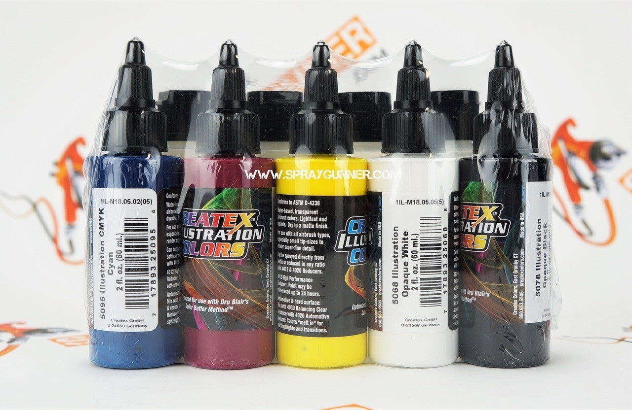 Createx Illustration Colors Air, Oil and Lead Grisaille Grey Master Set - SprayGunner