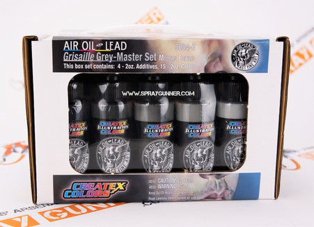 Createx Illustration Colors Air, Oil and Lead Grisaille Grey Master Set - SprayGunner
