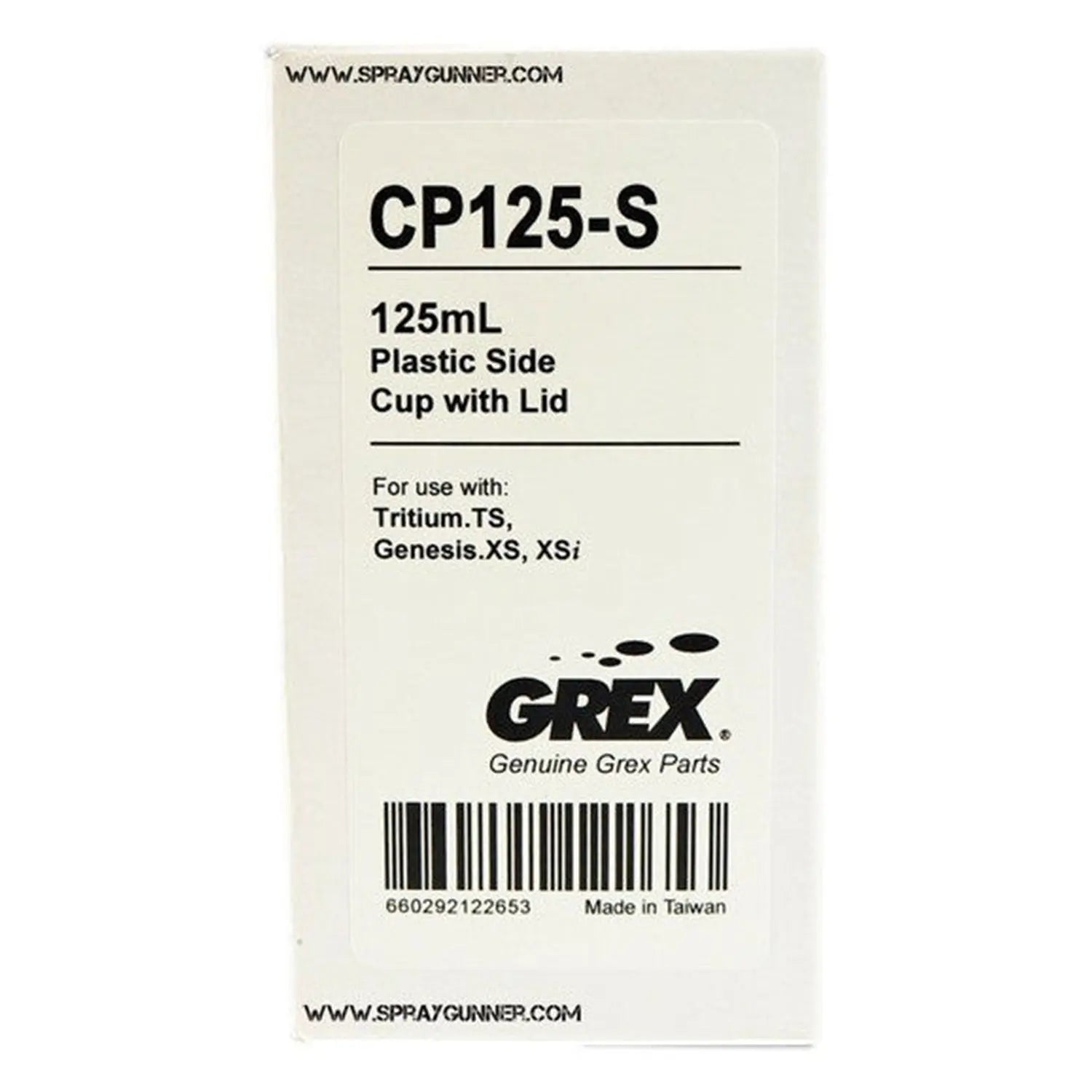 Grex CP125-S Plastic Side-feed Cup with Lid Grex Airbrush