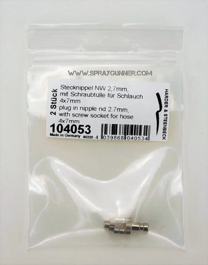 Harder & Steenbeck Plug in Nipple nd 2.7mm, with Screw Socket for Hose 4x7mm Harder & Steenbeck