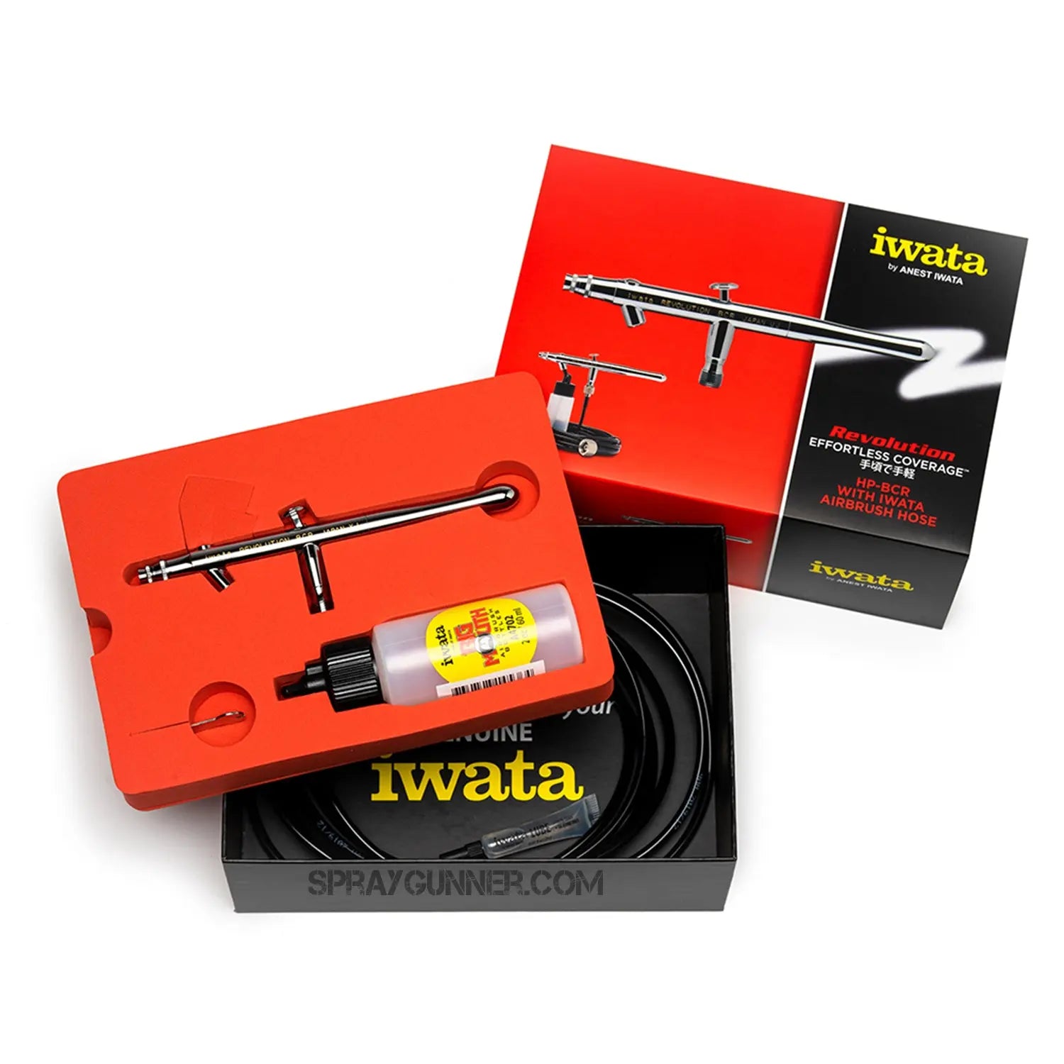 Iwata Revolution HP-BCR Siphon Feed Dual Action Airbrush with Iwata Airbrush Hose Iwata