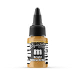 MONUMENT HOBBIES Pro Acryl Signature Series Flameon Bright Yellow Ochre paint bottle. High-quality acrylic paint for miniatures, models, and wargaming.