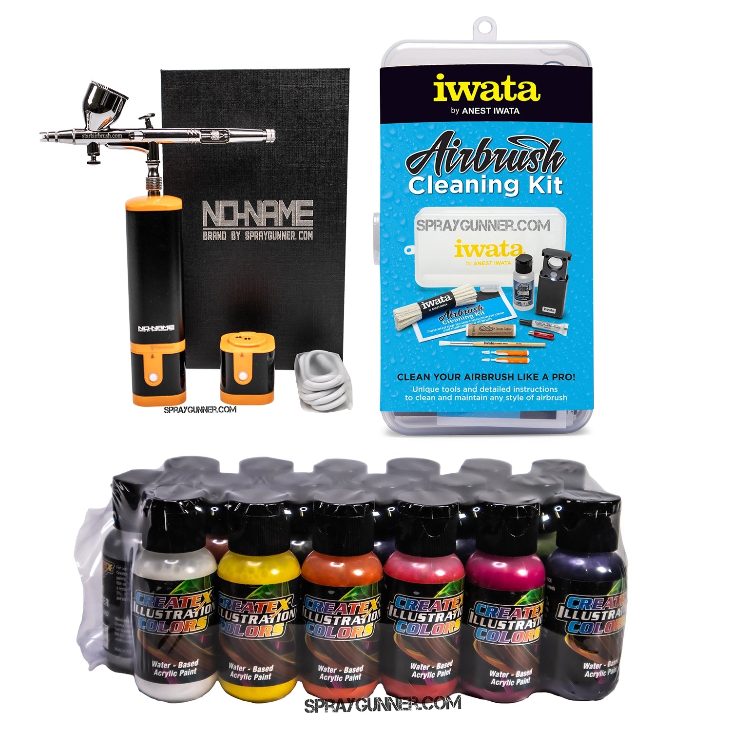 Cordless airbrush battery powered compressor with airbrush kit with Options - SprayGunner