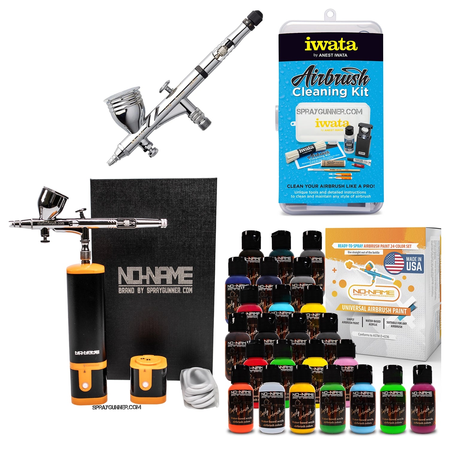 Cordless airbrush battery powered compressor with airbrush kit with Options - SprayGunner