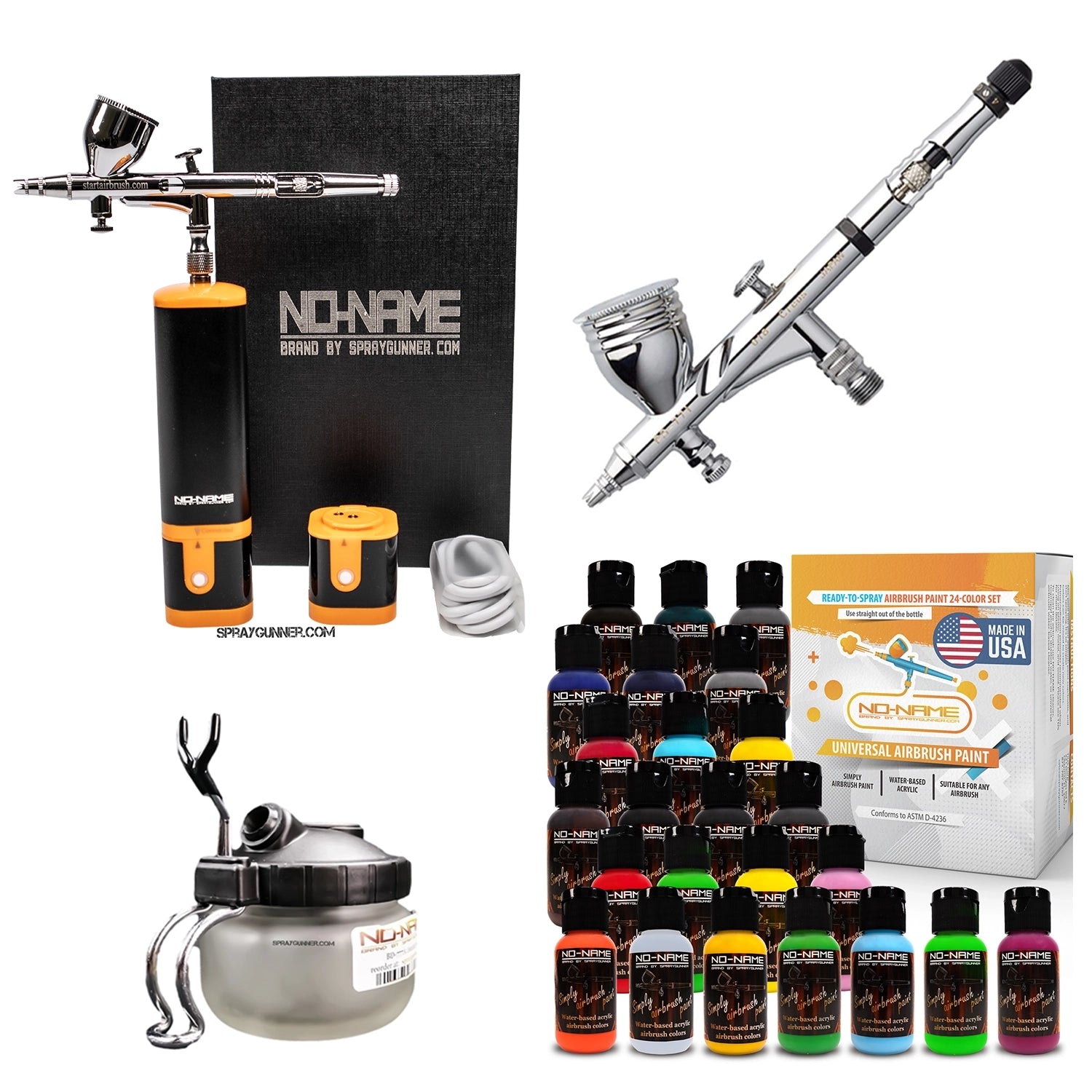 Cordless airbrush battery powered compressor with airbrush kit with Options - SprayGunner