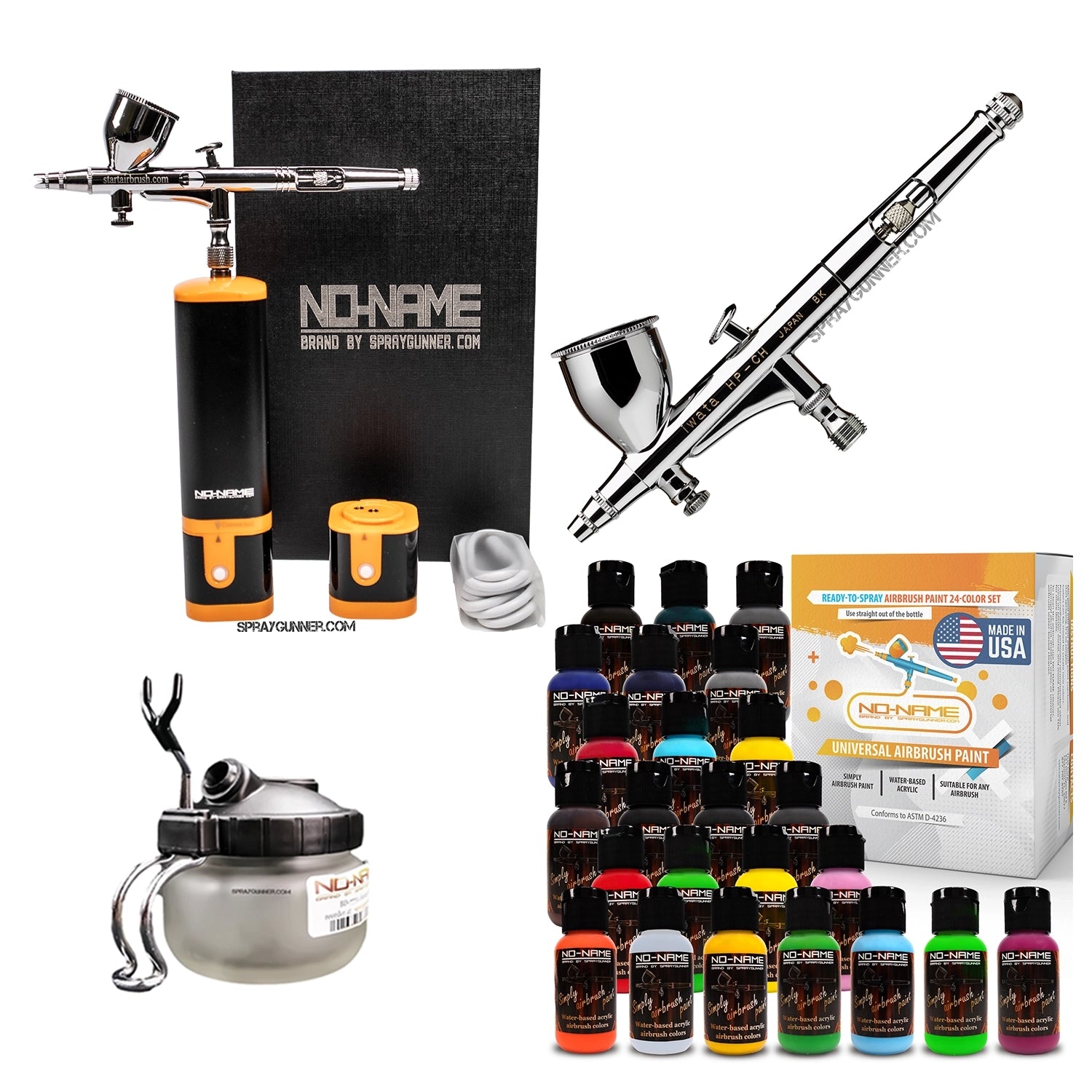 Cordless airbrush battery powered compressor with airbrush kit with Options - SprayGunner
